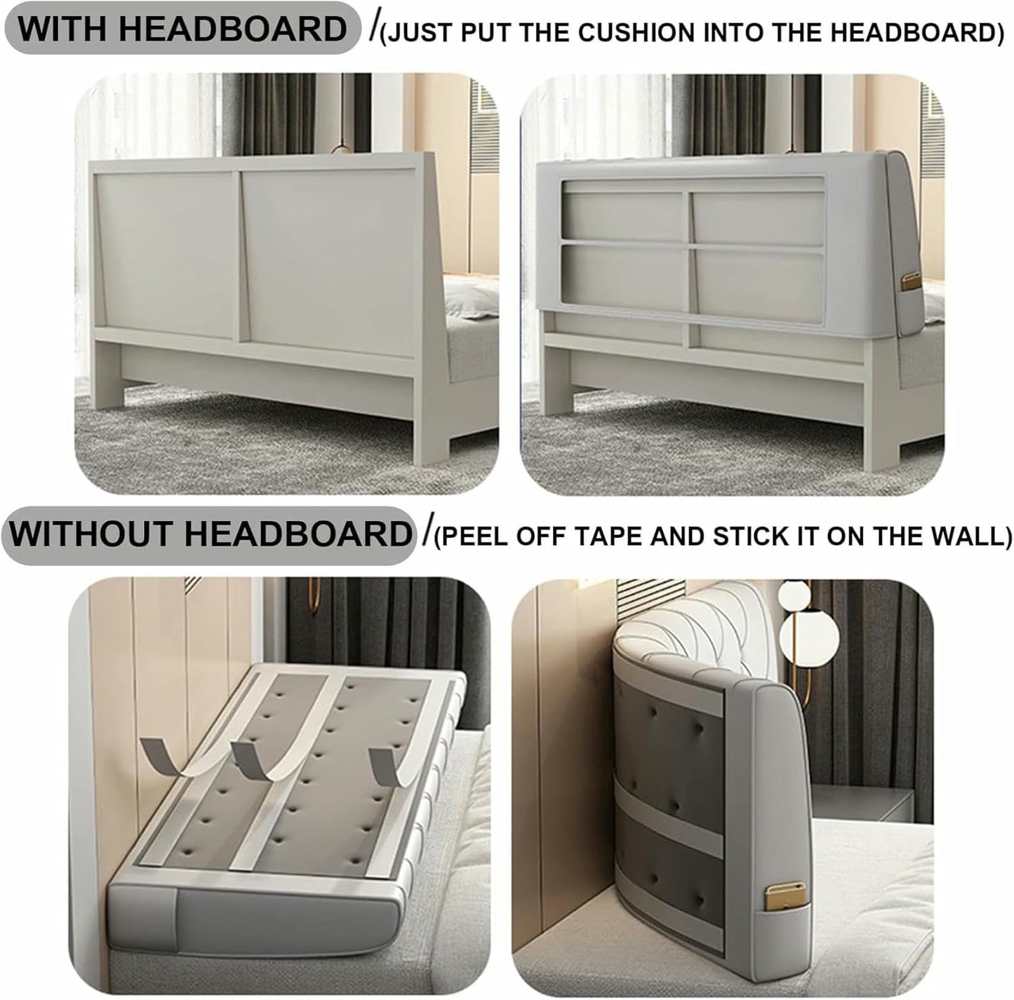 Rectangle Bedside Support Cushion Headboard Pillow Large Backrest,Reading Pillow Wall Pillowboard Neck Lumbar Upholstered Bedroom Bunk Bed Daybed Bolster,Gray1,Straps 59"/Queen