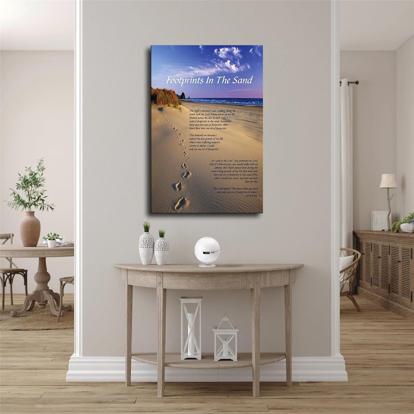 Footprints in The Sand Poem Poster Canvas Print Painting Picture Wall Art Bedroom Living Room Decor (unframe,8x12 inch)