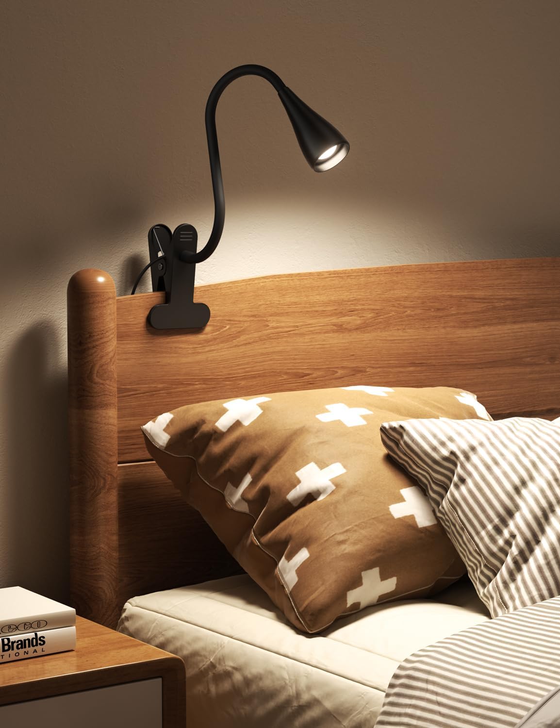 Clip on Light, Desk Lamp with Clamp and Adapter, LED Eye Caring Reading Light for Bed with 3 Colors & 10 Brightness Levels, Clamp Light with Flexible Gooseneck for Bedroom, Office, Dorm