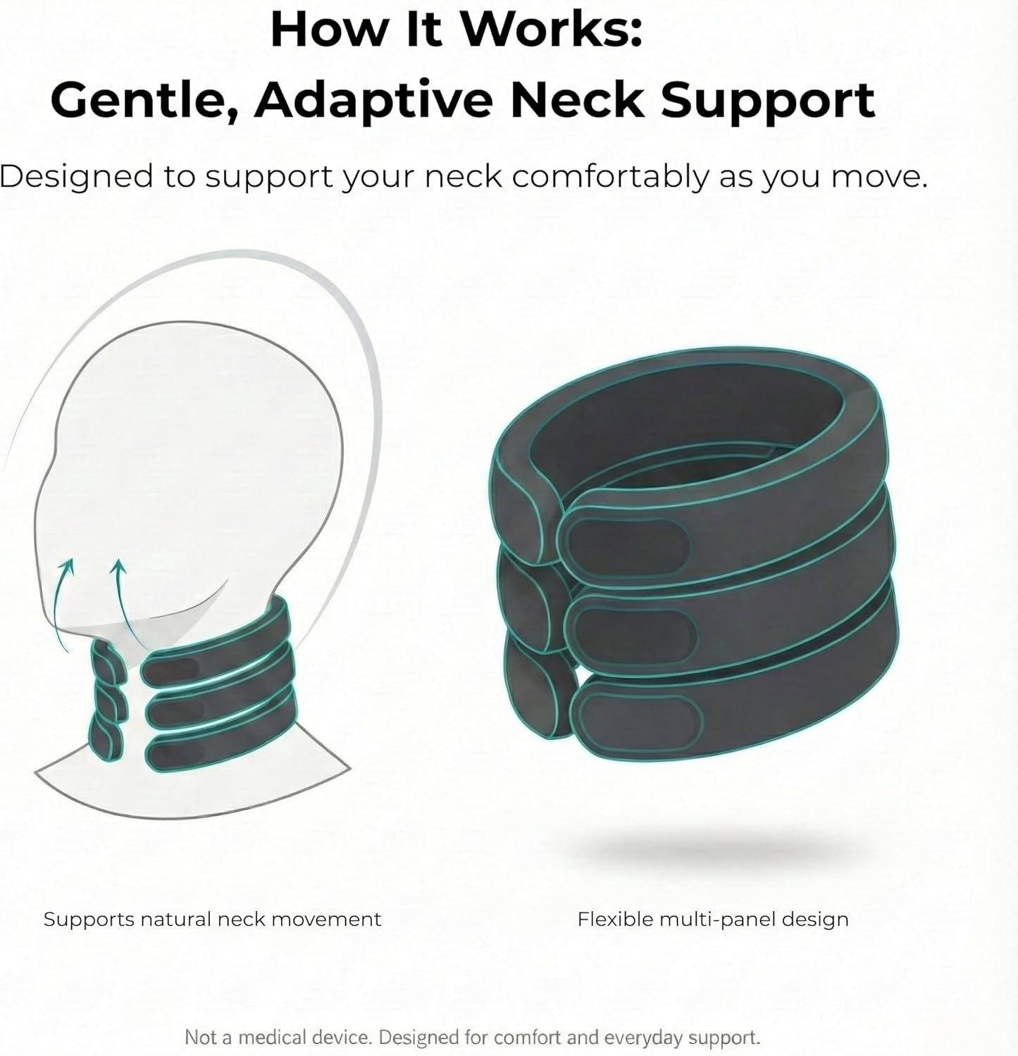 Caldera International - Releaf® Neck Rest – Soft Neck Brace for Neck Pain and Support, Comfortable Neck Brace for Sleeping, Cervical Collar Neck Support Brace for Travel, Reading - Large, Black
