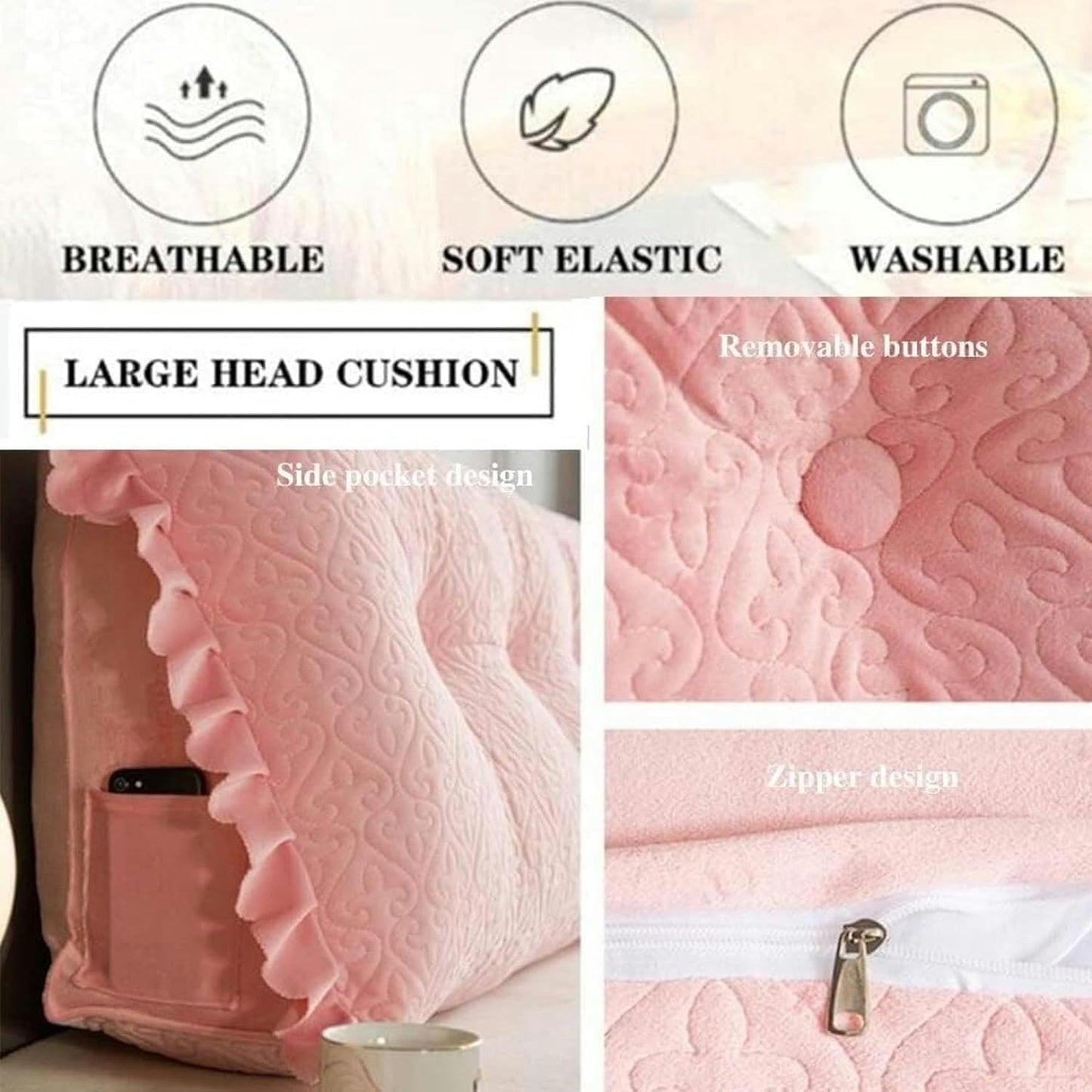 Large Reading Wedge Pillow, Twin Full Queen King Daybed Bed Bunk Bed Bolster Cushion Headboard Pillow Bed Rest Cushion Bed Rest Pillows(Blue,80 * 20 * 50cm)