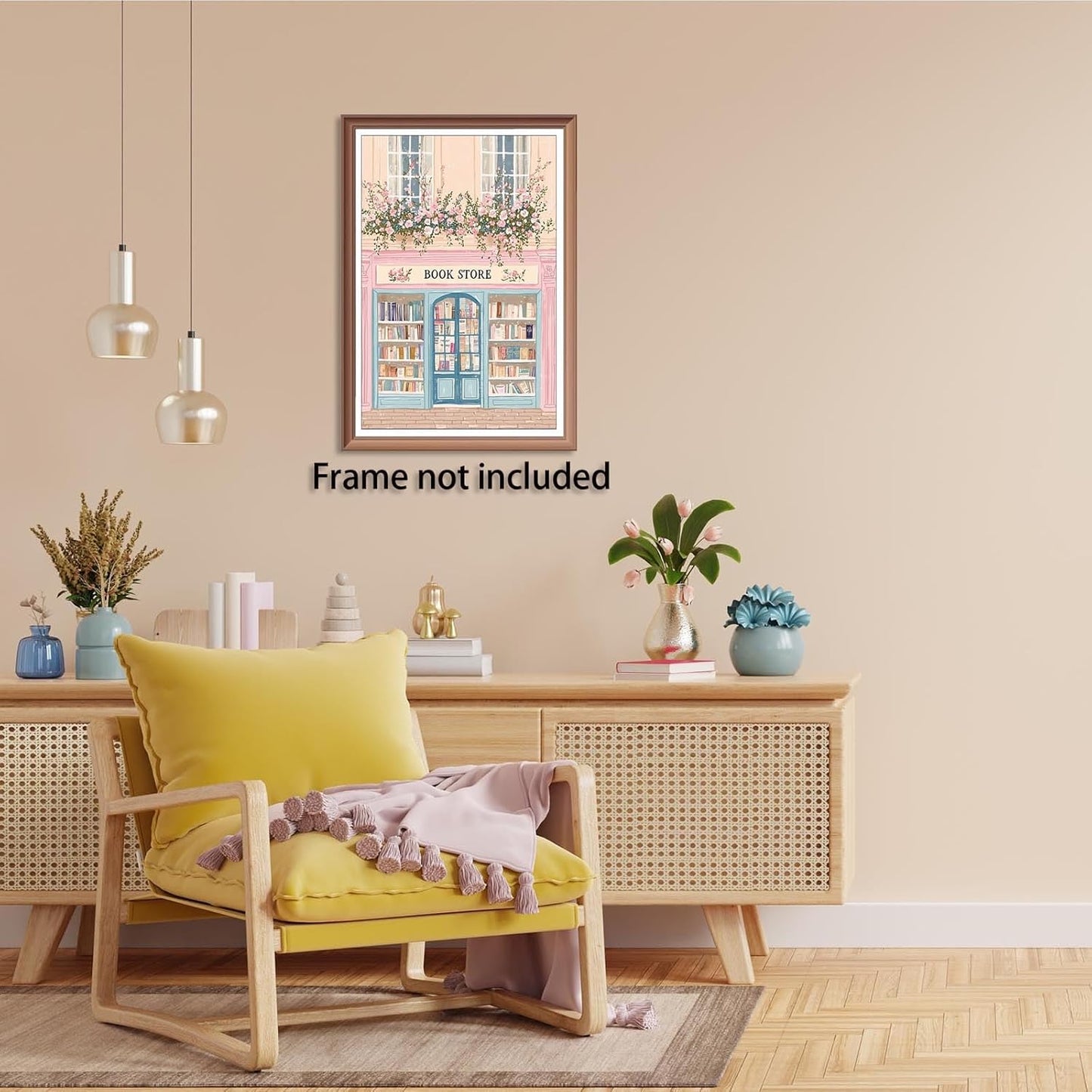Trendy Charming Bookish Book Store Posters Colorful Pink Floral Literary Canvas Wall Art Preppy Reading Aesthetic Prints Painting For Home Bedroom Dorm Wall Decor 12x16in Unframed
