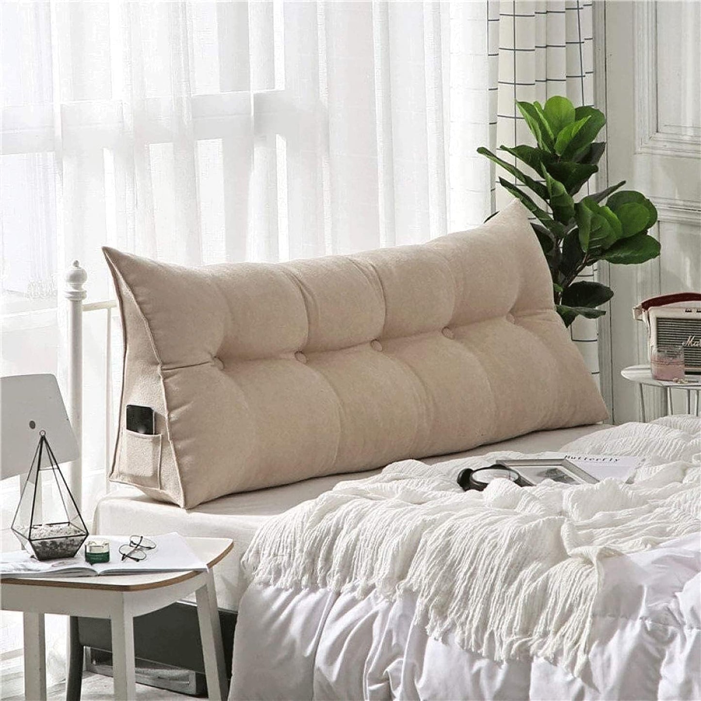 Reading Pillows Headboard Backrest Upholstered Bedside Large Back Cushion Linen Backrest Positioning Support Pillow(Size:200x50x20cm,Color:E)