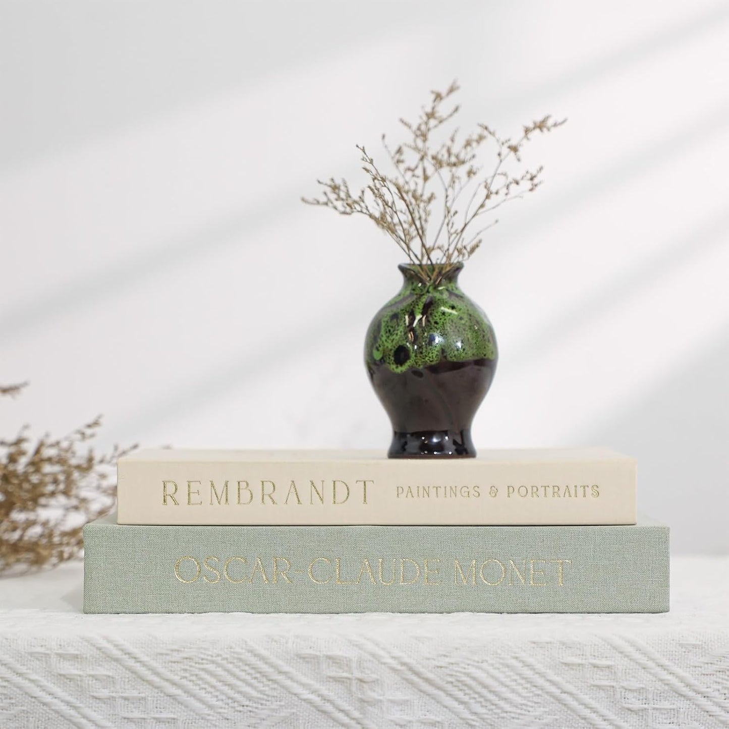 Decorative Book Storage Boxes Set of 2 - Faux Book Storage for Photos & Keepsakes Elegant Linen Fabric Coffee Table, Bookshelf, Mantel Decor Aesthetic Home Organization Box