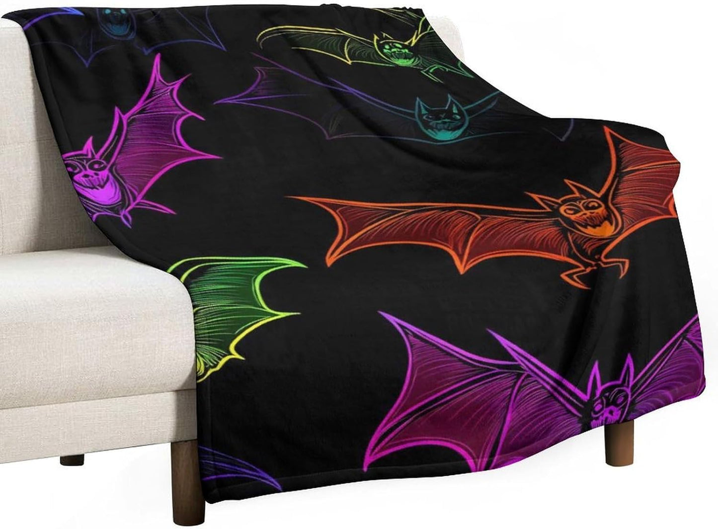 Colorful Bats Throw Blanket for Couch Bed Plush Cozy Fuzzy Flannel Blanket for All Season 30"x50"