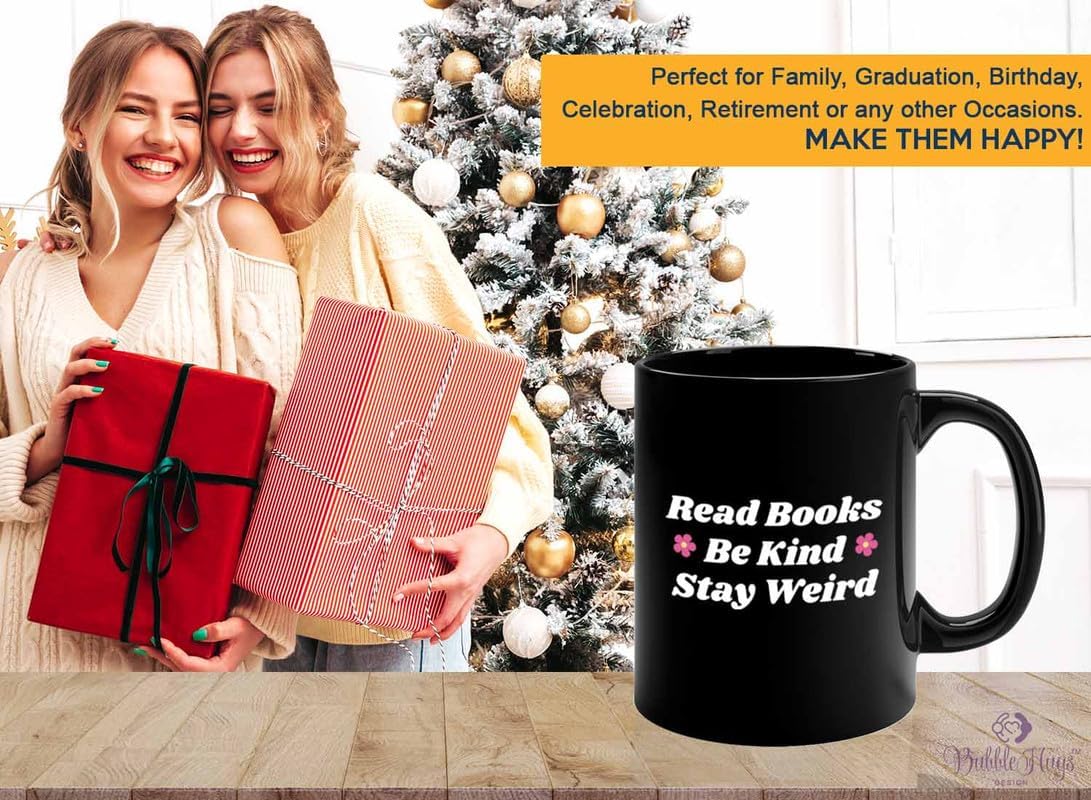 Reading Coffee Mug 11oz Black - Read Books - Reader Gift Bookworm Owl Lover Cat Lover Book Lover Novelist Librarian Writer