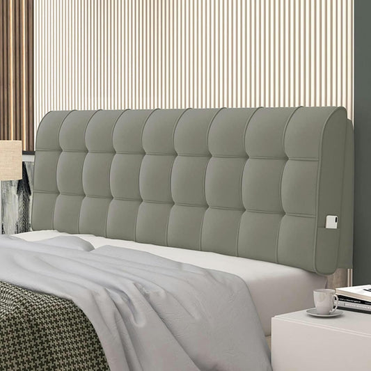 Rectangular Headboard Upholstered Wall Mount Pillow Fleece Reading Support Cushion Large Rest Backrest Removable Lumbar Headboard Bolster for Tatami Daybed, Gray