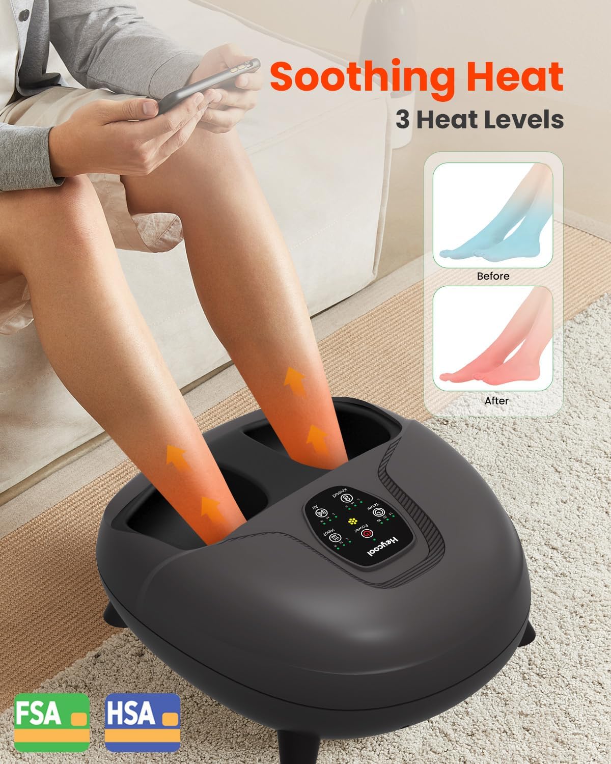 2026 Upgrade FSA Eligible HSA Foot Massager, Shiatsu Foot Massager Machine with Heat and Compression for Plantar Fasciitis Neuropathy, Remote Control, Gifts, Size 14