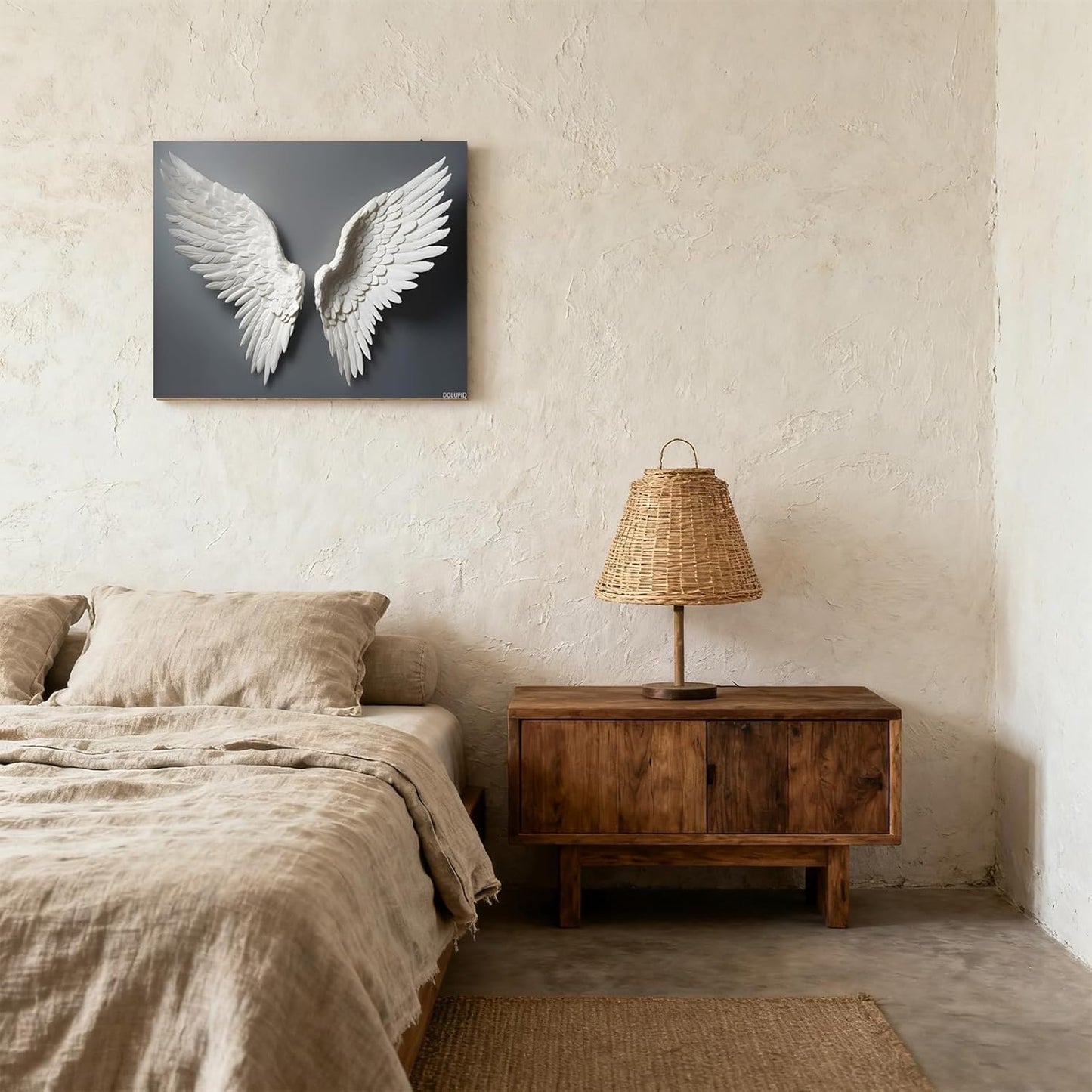 A Pair of White Angel Wing Wall Art Posters Pictures for Gallery Room Aesthetic Living Room Bathroom Bedroom Decor 8x10inch Framed