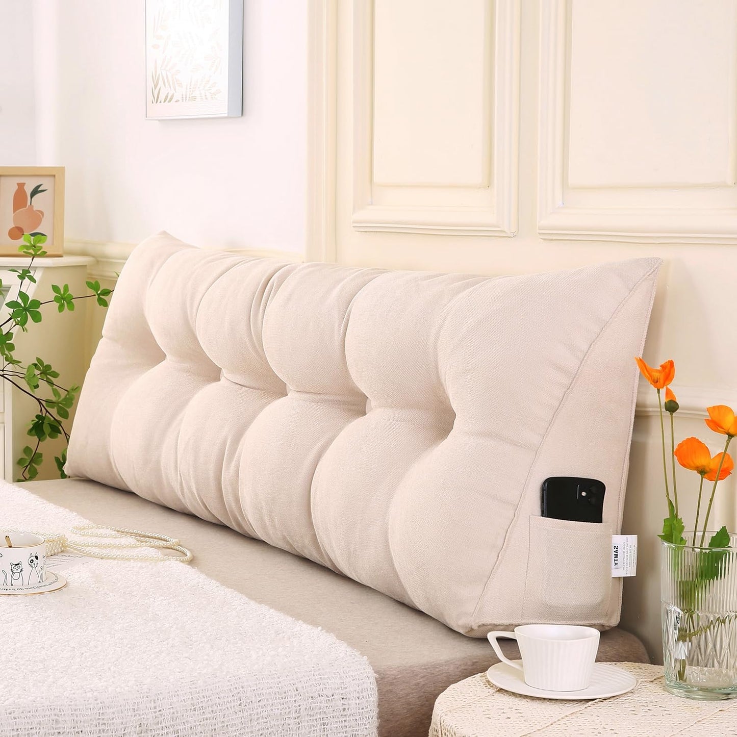 SAMTY Triangular Wedge Pillow headboard Twin XL Size for Couch Large headboard Pillow with Removable Cover Back Rest Pillows for Sitting up in Bed