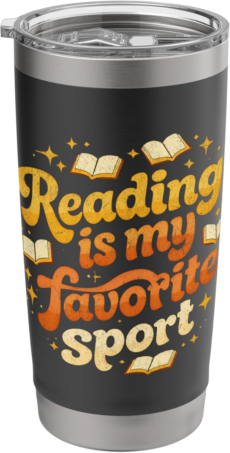 Reading is My Favorite Sport Retro 70s Book Lover Librarian Stainless Steel Insulated Tumbler