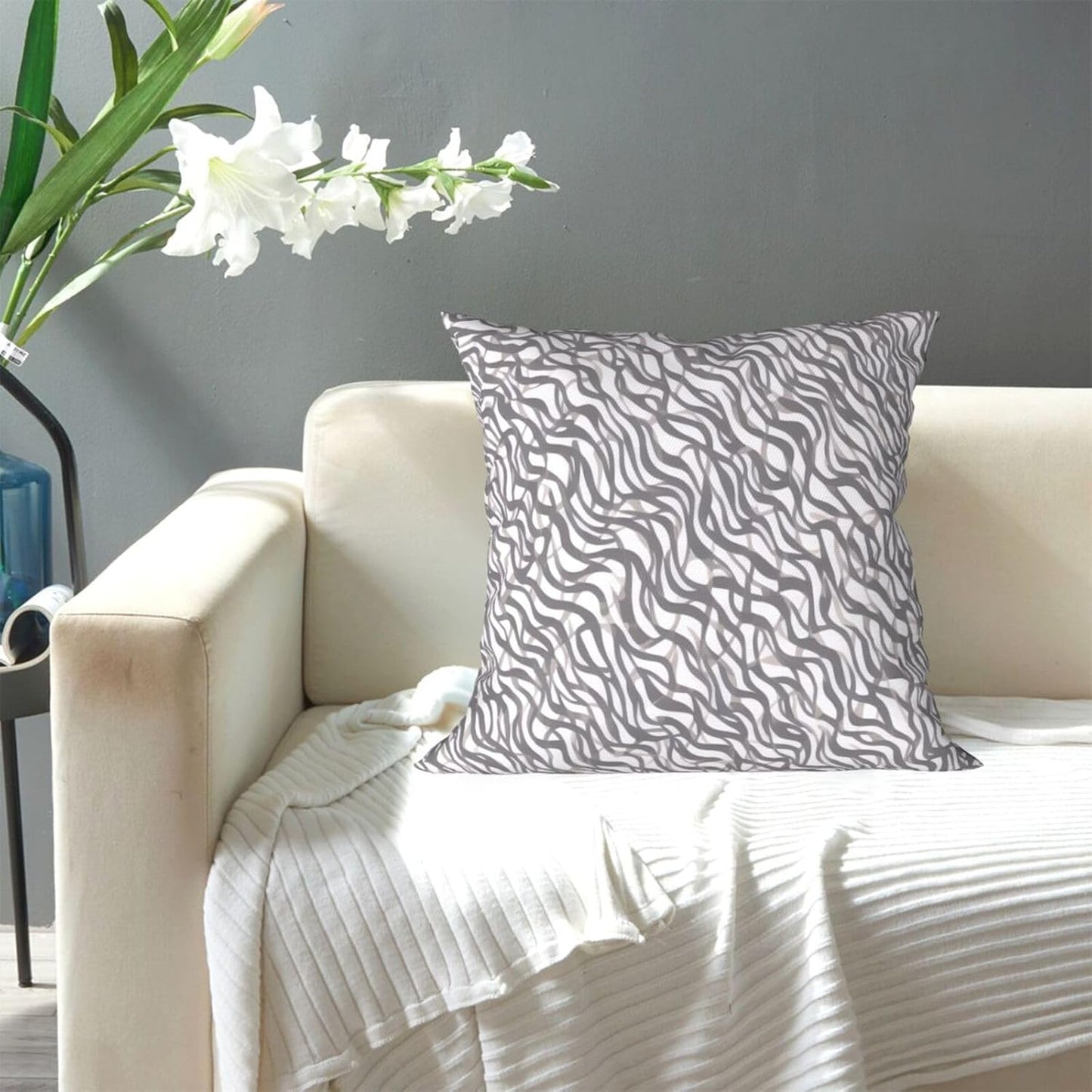 All-Season Square Pillow Covers 18"X18", Zebra, Decorative Throw Pillow Covers for Sofa Bed Couch, Hidden Zipper Cushion Cover, Square Lumbar & Accent Pillowcases for Home Decor