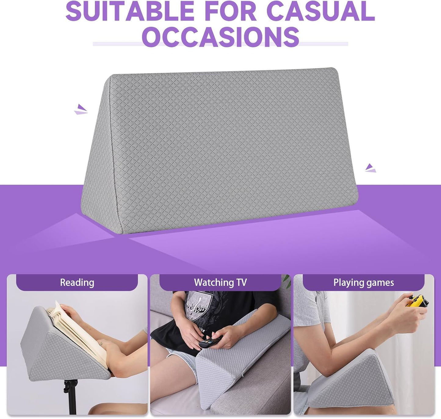 Small Wedge Pillow, Small Wedge Pillow for Sleeping, Foam Wedge for Yoga, Laptop, Memory Foam Positioning, Foam Pillow for Bed, Provide Support and Relieve Fatigue(Grey-20in)