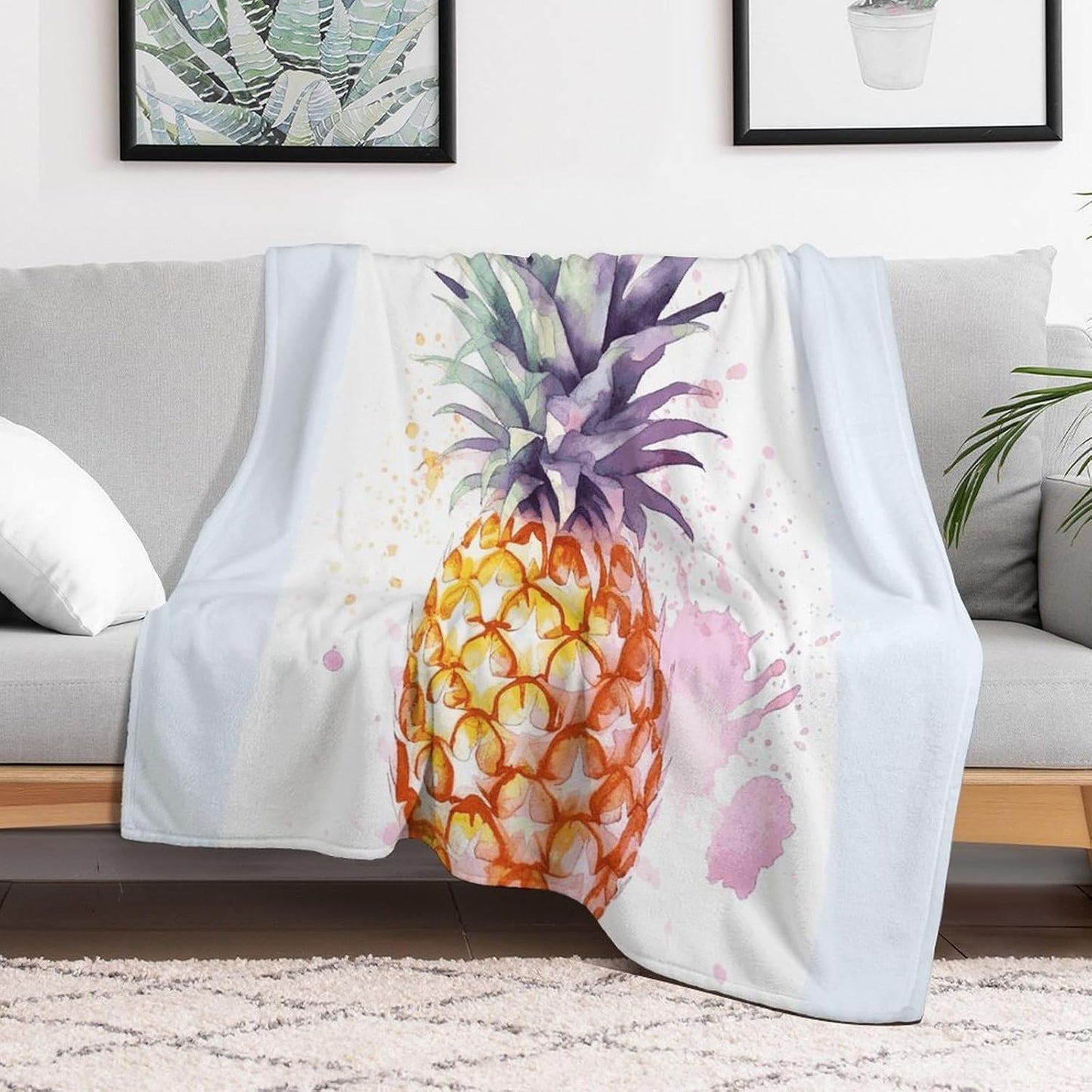 Pineapple Blanket Super Soft Lightweight Throw Blanket Cute Cozy Warm Bed Blanket Decorative Fuzzy Blanket All-Season Home Decor Gift for Sofa Couch Living Room 40"*50" （100 * 130cm）