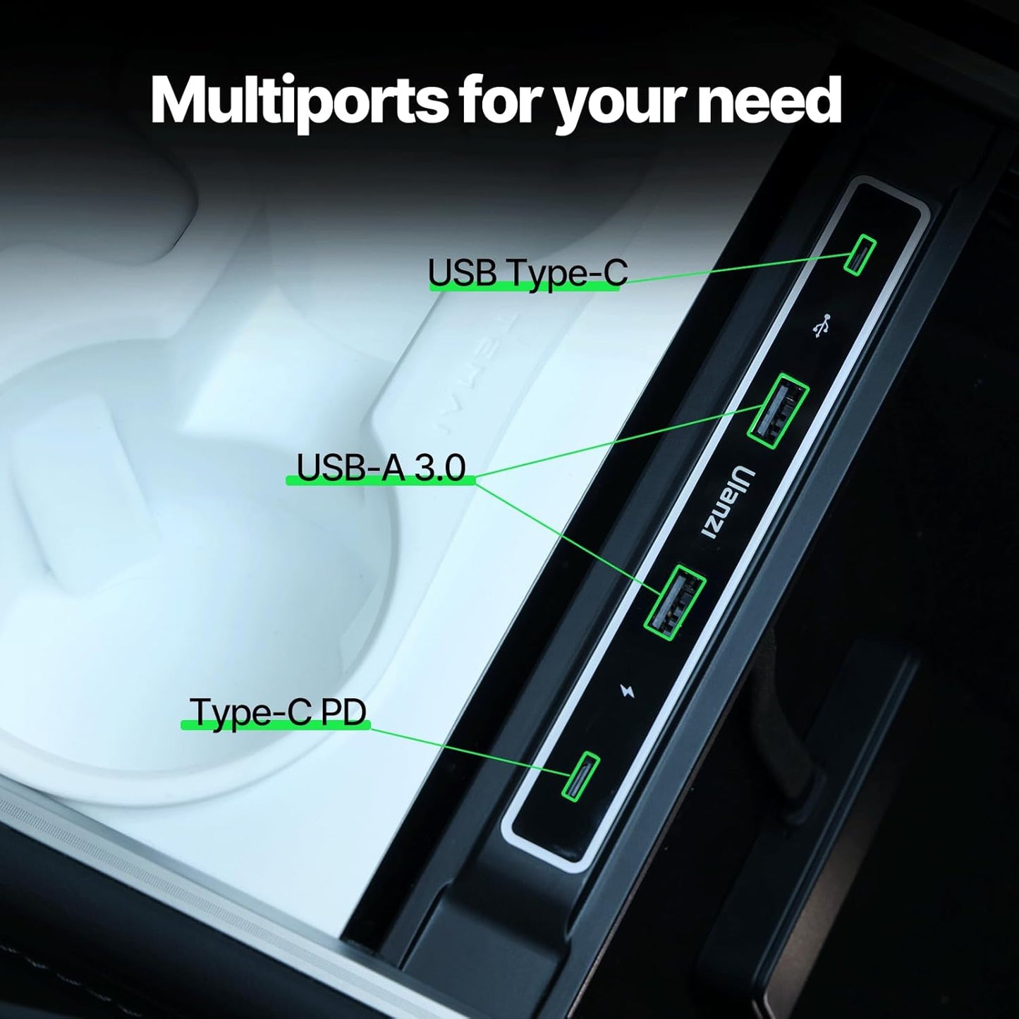 VIJIM Tesla USB Hub for Model Y 2021-2024 Model 3 2021-2023 Center Console, Tesla Model 3/Y Accessories Docking Station, Support USB-C Fast Charging