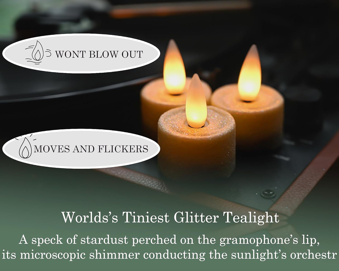 Rechargeable Flameless Tealights Candle with Remote Timer, 3D Moving Flame Real Wax Led Tealight Candles (Glitter Ivory, 1.4in)