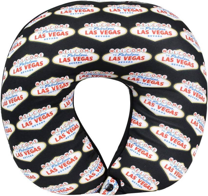 Cloudz Las Vegas Destinations - Microbead Travel Neck Pillow - Black