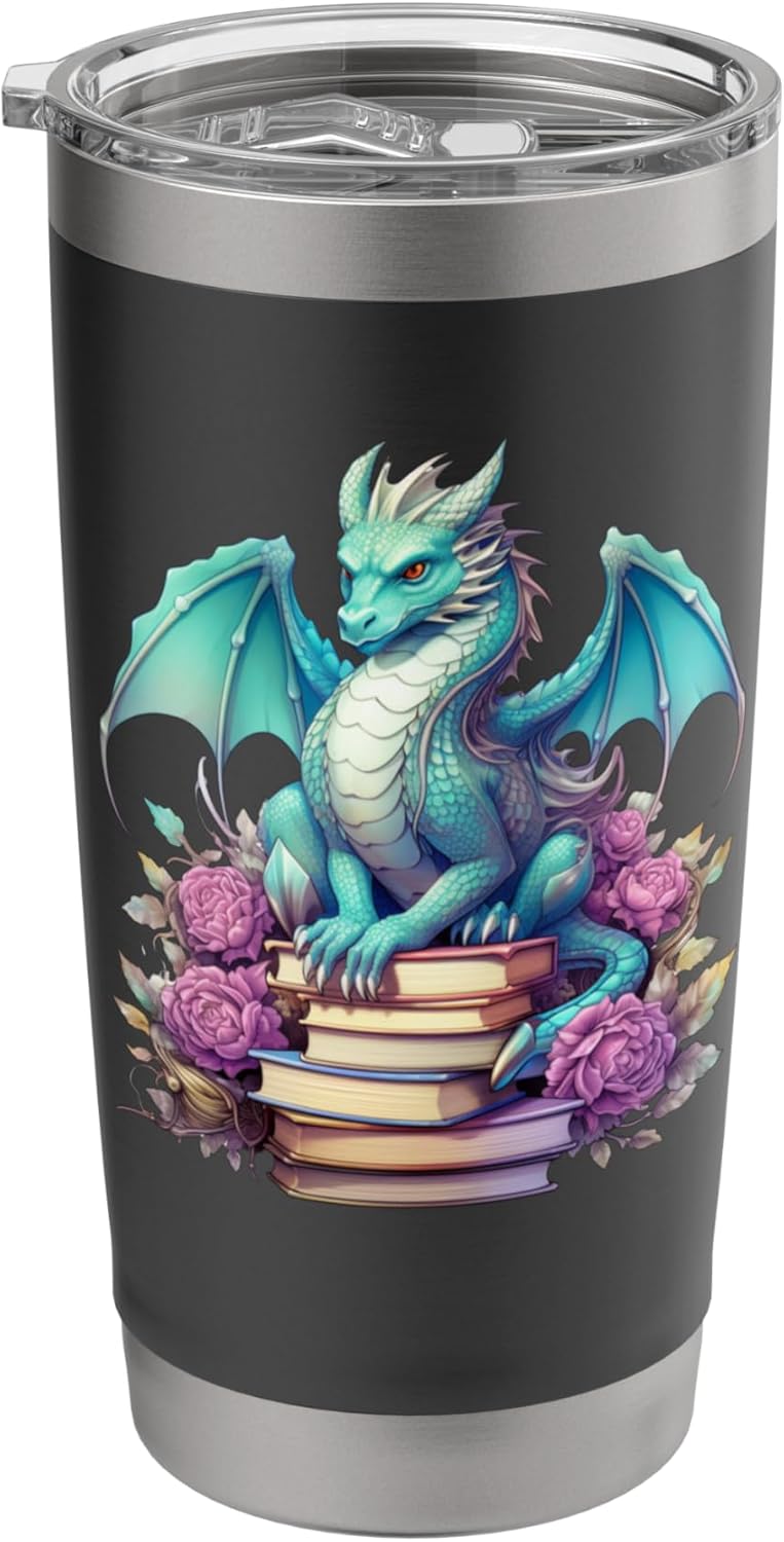 Book Dragon Bookish Dragon Book Worm Dragons & Books Reading Stainless Steel Insulated Tumbler