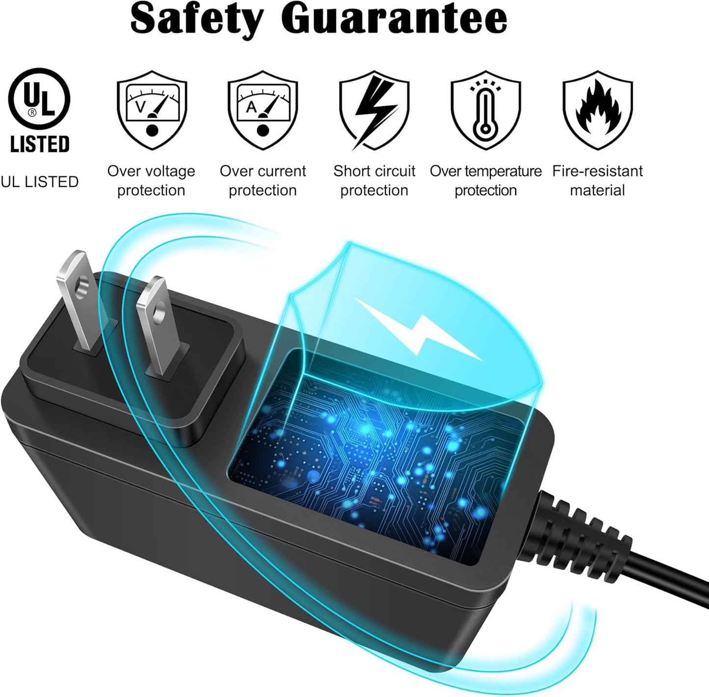 24V DC 2.5A LED Power Supply Adapter – 60W Max, UL Certified, Flicker-Free for 24V LED/COB Strips & CCTV, 5.5×2.1mm