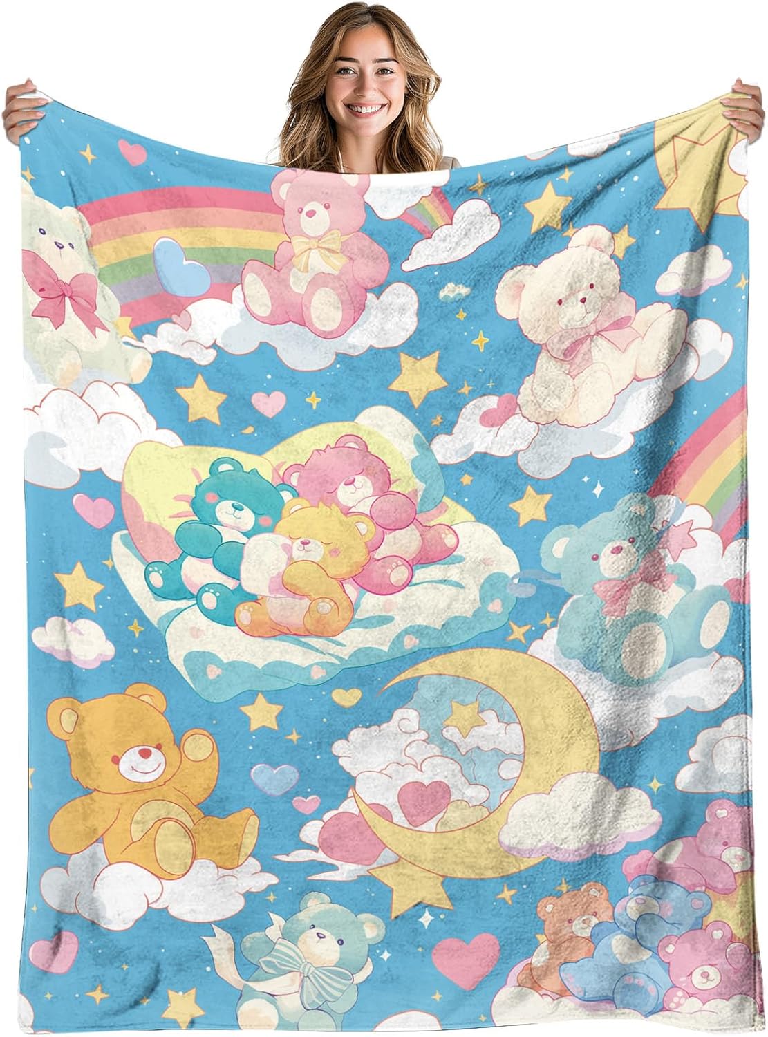 Bear Blanket, Soft Vintage Blanket for Friend and Adults, Cozy Bear Blankets Gift for Girls, Warm Flannel Throw Blankets for Bed, Sofa, Holiday, Birthday Gifts for Christmas Thanksgiving 40x50