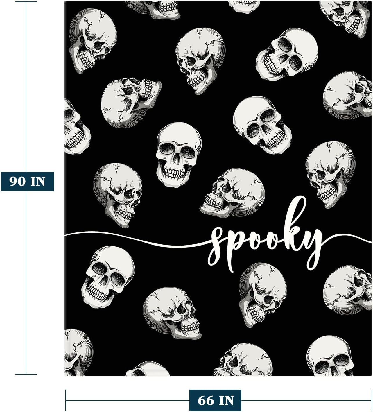 YeeJu Halloween Throw Blanket Twin XL Black Spooky Skull Blanket for Bed Couch Sofa Large Big Cozy Soft Lightweight Fuzzy Plush Fleece Blankets and Throws Holiday Decorative Blanket 66X90
