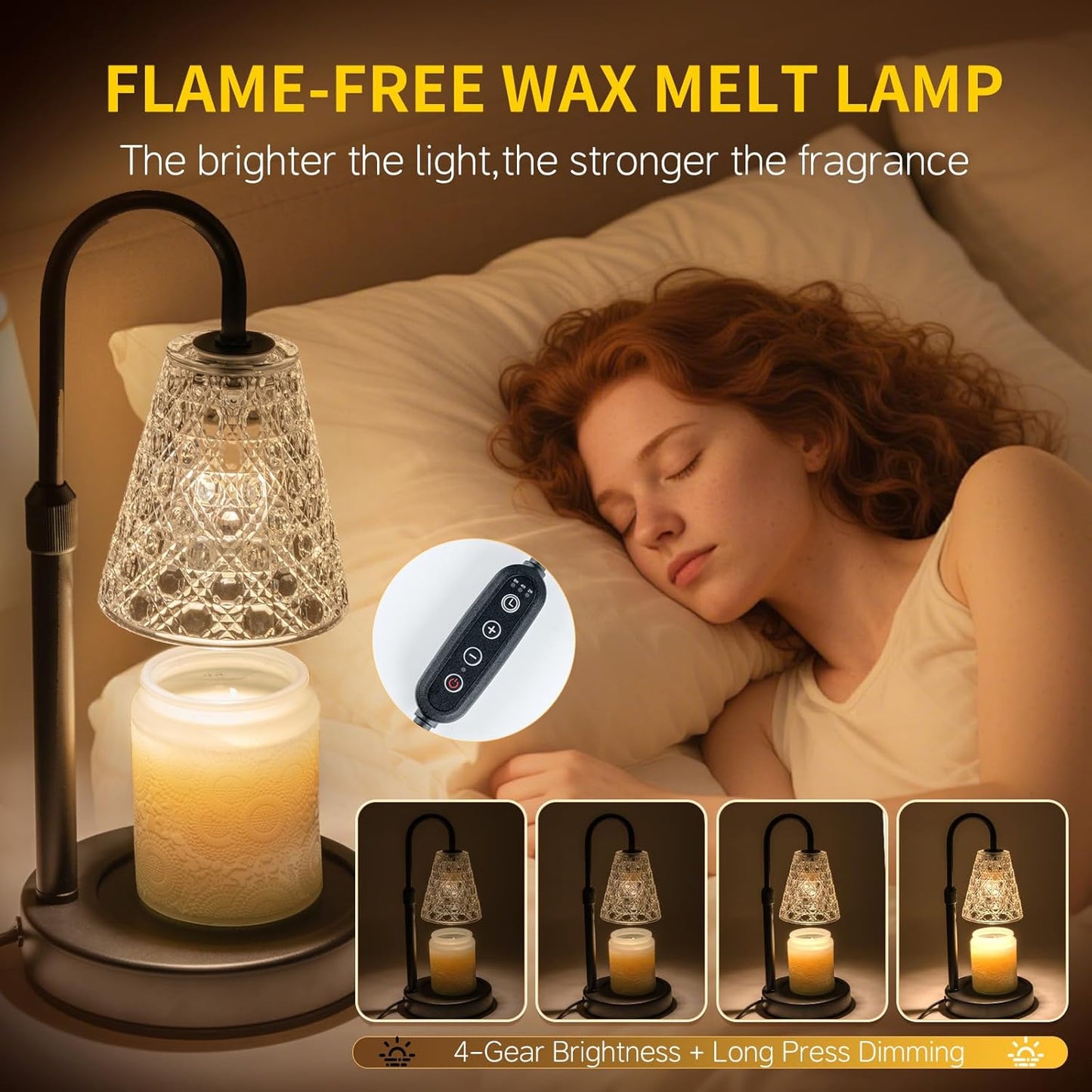 Candle Warmer Lamp with Timer Dimmable, Birthday Gifts for Her Women Mom, House Warming Gifts New Home Decor, Wax Melt Warmer with 2 Bulbs