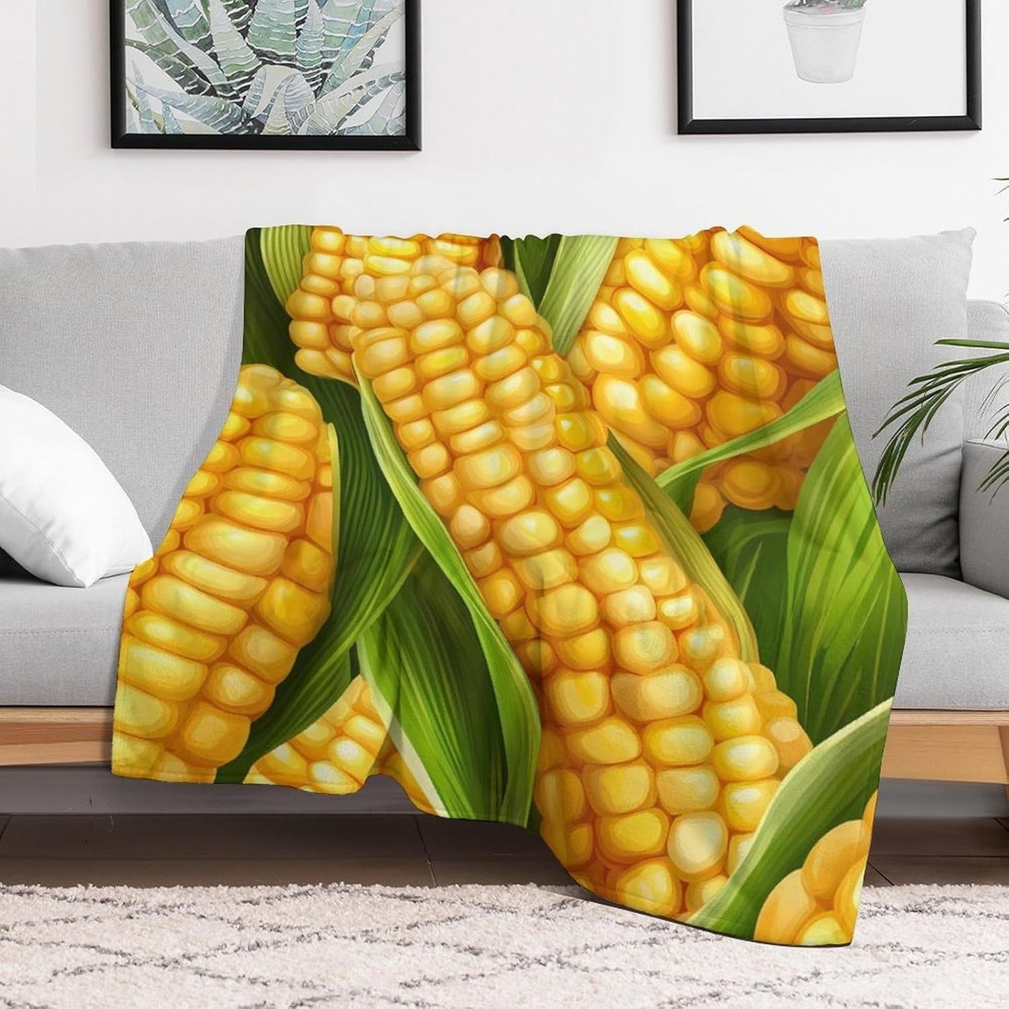 Food Corn Throw Blanket for Couch Bed Plush Cozy Fuzzy Flannel Blanket for All Season 55"x70"