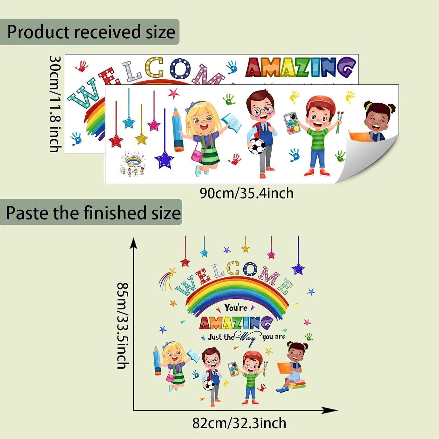 Kids Inspirational Quotes You are Amazing Wall Decal Reading Corner Rainbow Wall Stickers for Classroom Kids Playroom Nursery Reading Room Bedroom