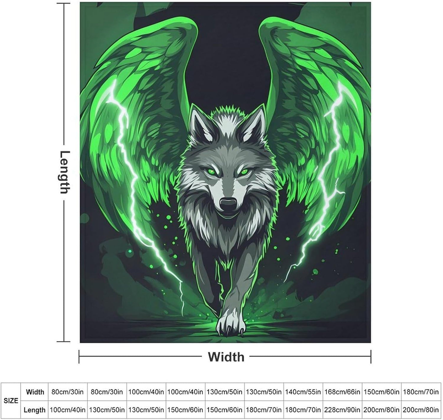 Wolf with Wing Throw Blanket for Couch Bed Plush Cozy Fuzzy Flannel Blanket for All Season 70"x80"