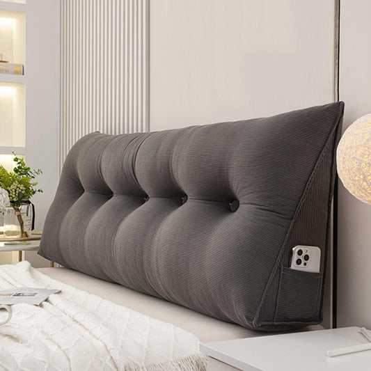 Queen Size Corduroy Headboard Pillow - Soft Backrest Cushion for Bed Rest, Lumbar Support, Comfortable Sitting Position, Ideal for Reading and Relaxing. (Gray 39"/100cm(Twin))