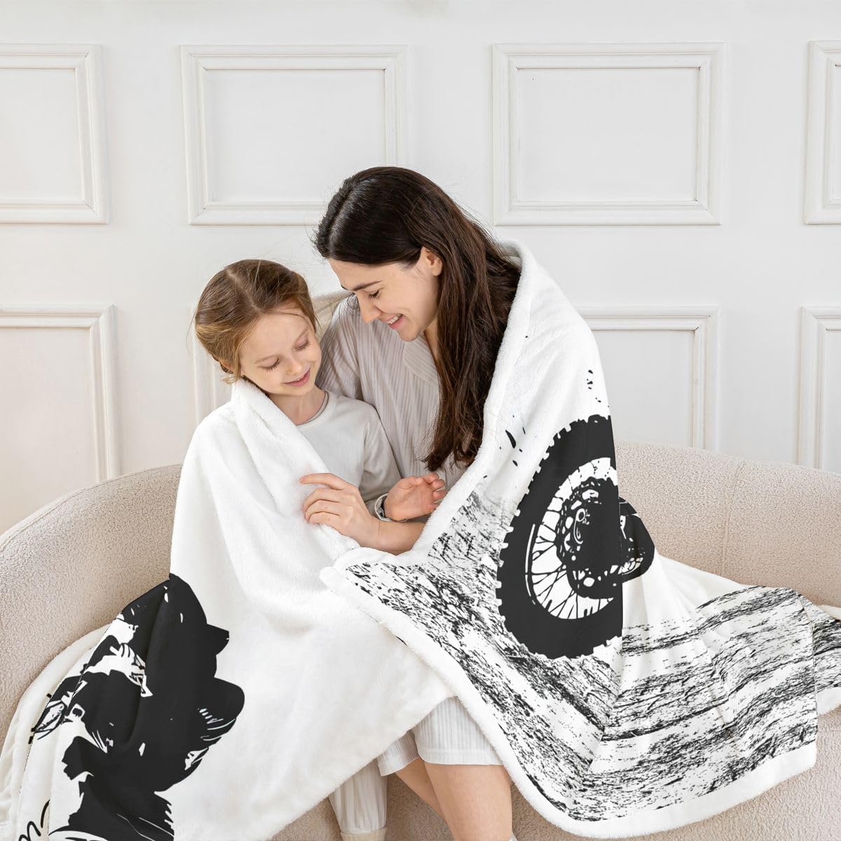 Erosebridal Teens Dirt Bike Fleece Blanket Throw Size, Motocross Rider Custom Name Sherpa Blanket for Kids Boys Adult Men, Motorbike Extreme Sport Throw Blanket, Motorcycle Grunge Plush Bed Blanket
