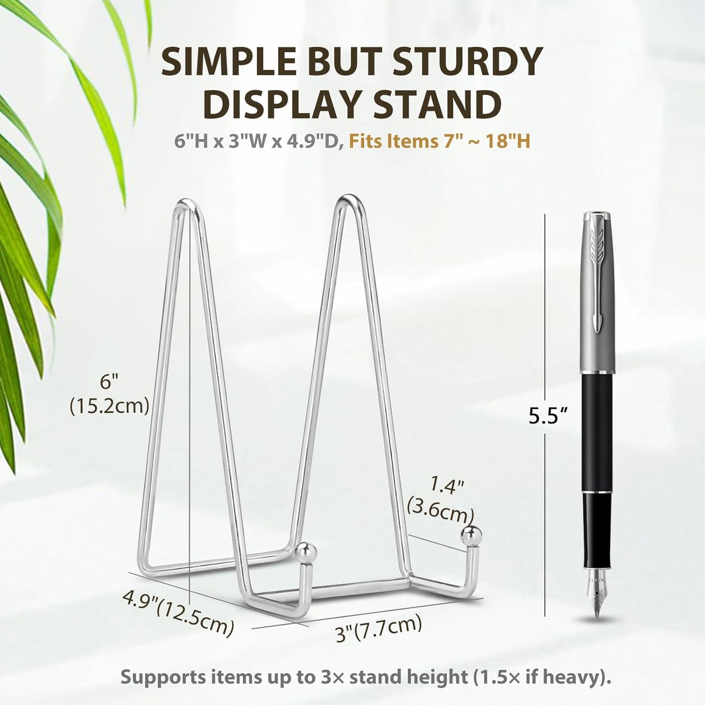 LIONWEI LIONWELI Plate Stands for Display - 6 Inch Metal Easels 4 Pack - Sturdy Tabletop Holders for Decorative Plates, Picture Frames, Books, Tablets, Vinyl Records & More - Silver