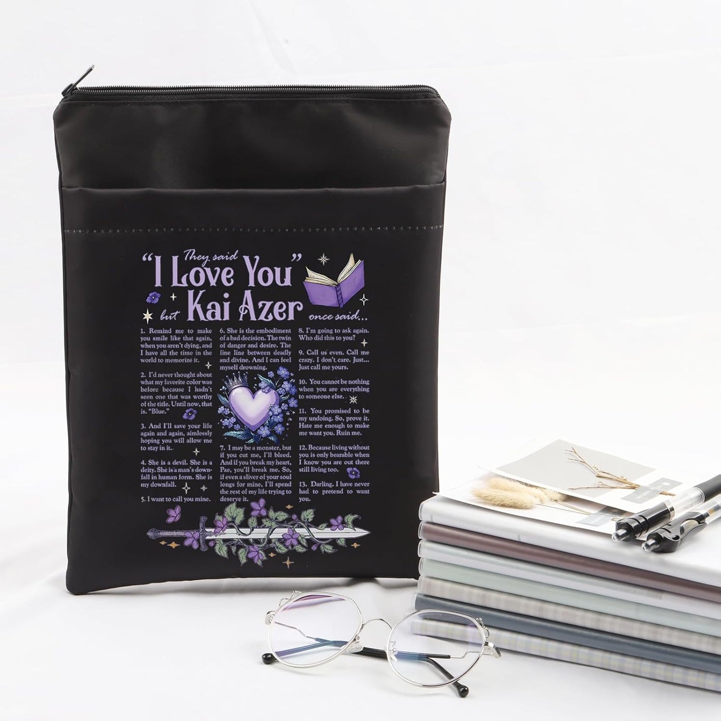 VAMSII Fantasty Book Merch I Love You Romantasy Novel Quote Book Sleeve Special Edition Book Gift Fantasty Lovers Gift (USPowerlessSleeve)