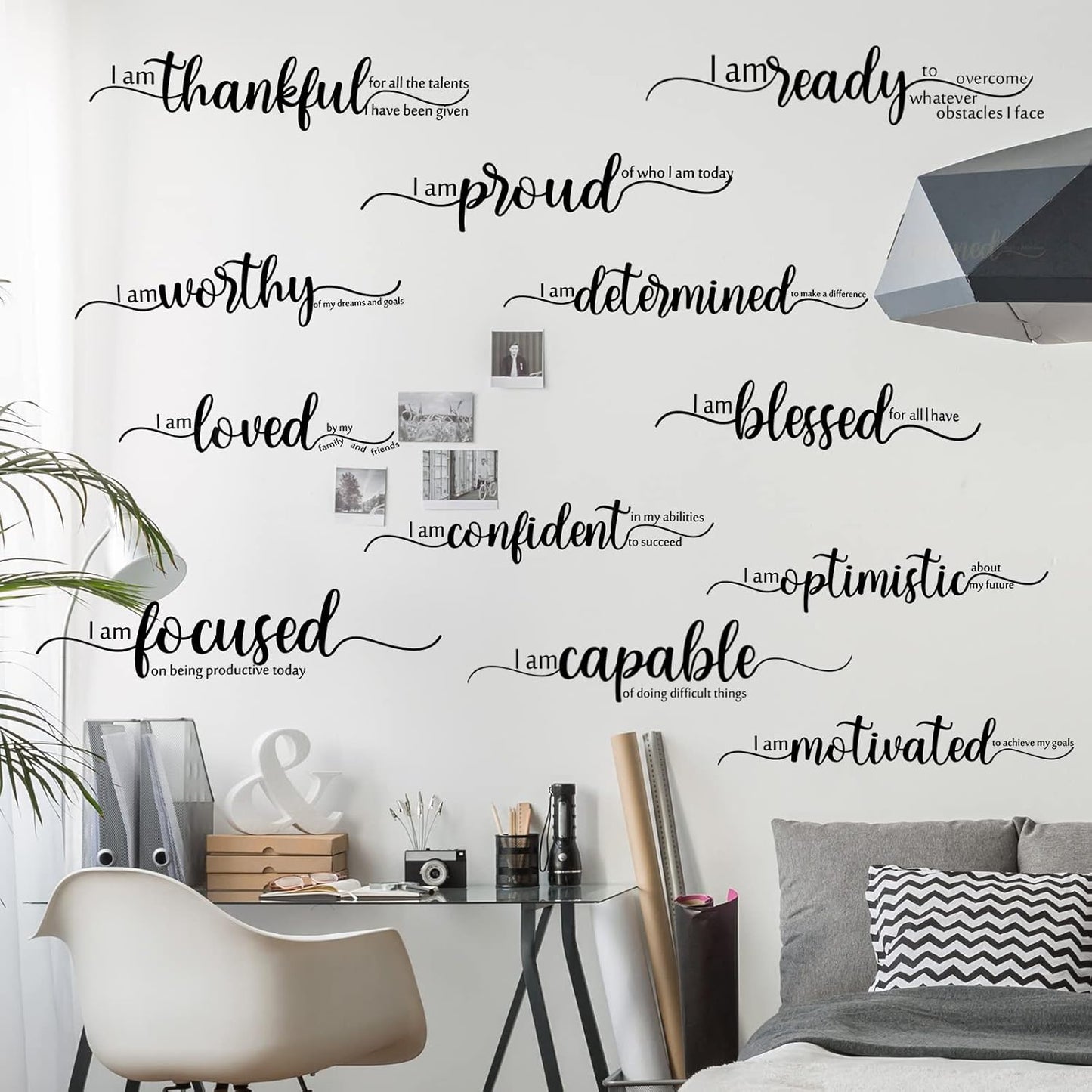 Epakh 2 Sheets Motivational Wall Stickers Decor Black Inspirational Wall Decal Art Inspirational Quote Stickers Vinyl Positive Wallpaper for Living Room Bedroom Office Nursery Restaurants Offices