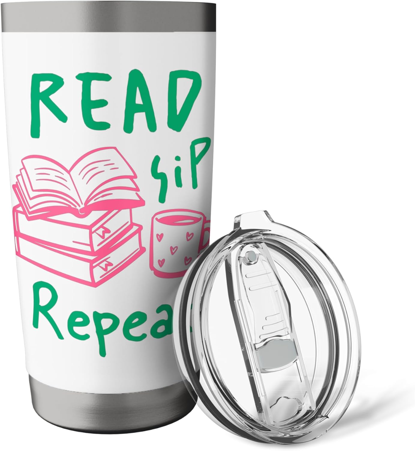 Read Sip Repeat Book Lover Reading Coffee Enthusiast Stainless Steel Insulated Tumbler