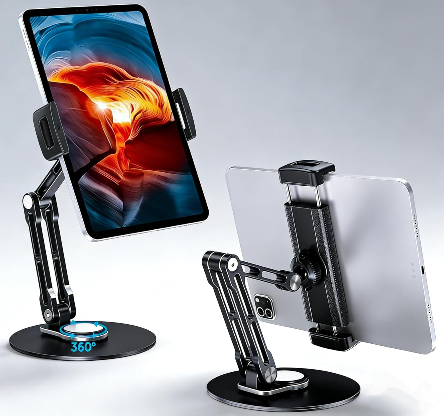 Bimo Tablet Stand Holder for ipad,Portable Monitor Stand Holder for 15.6'',16'',360°Rotate Base for 4.7''-16'' Kindle,Store Cash Register Office Reception Kitchen Desktop Display