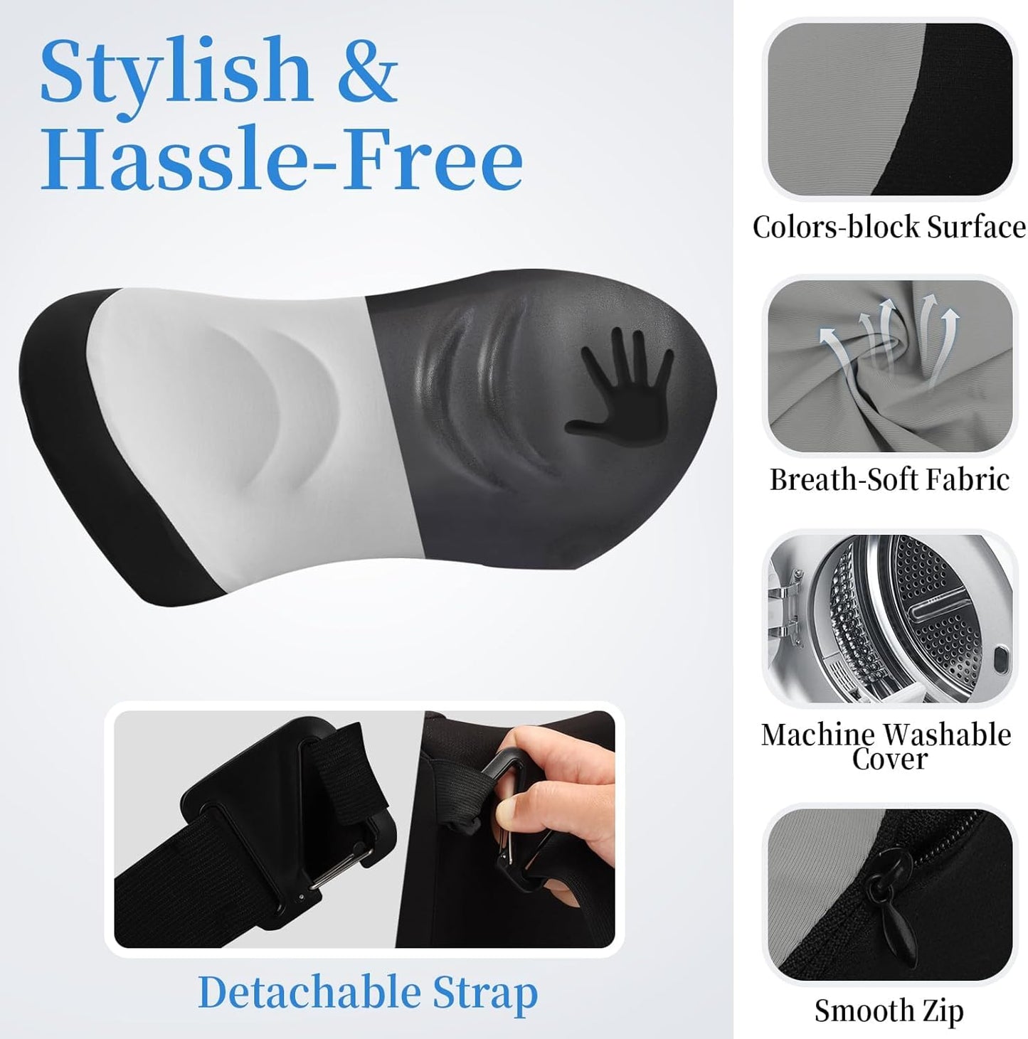 Lumbar Support Pillow for Office Chair - Lumbar Pillow for Car - Ergonomic Lumbar Support Pillow for Car Back Support Cushion