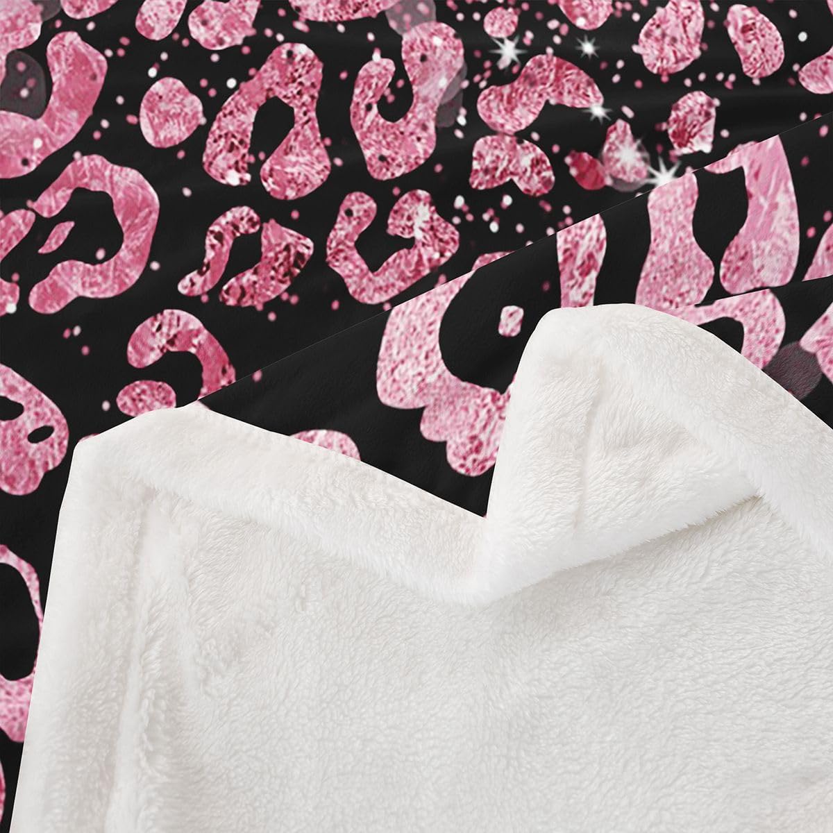 Feelyou Pink Leopard Sherpa Throw Blanket for Couch Glitter Leopard Print Super Soft Cozy Fleece Fashion Cheetah Blanket for Winter, Plush Throw Baby 30"x40" All Season