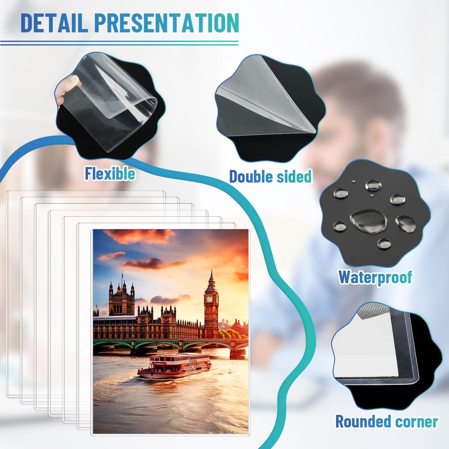 7 Pcs 8.5 x 11 Document Toploaders, Premium No Holes Sheet Protectors Crystal Clear View Page Sleeves Protector, Waterproof Rigid Card Sleeves Plastic Page Protectors for Photos Prints Menu Covers