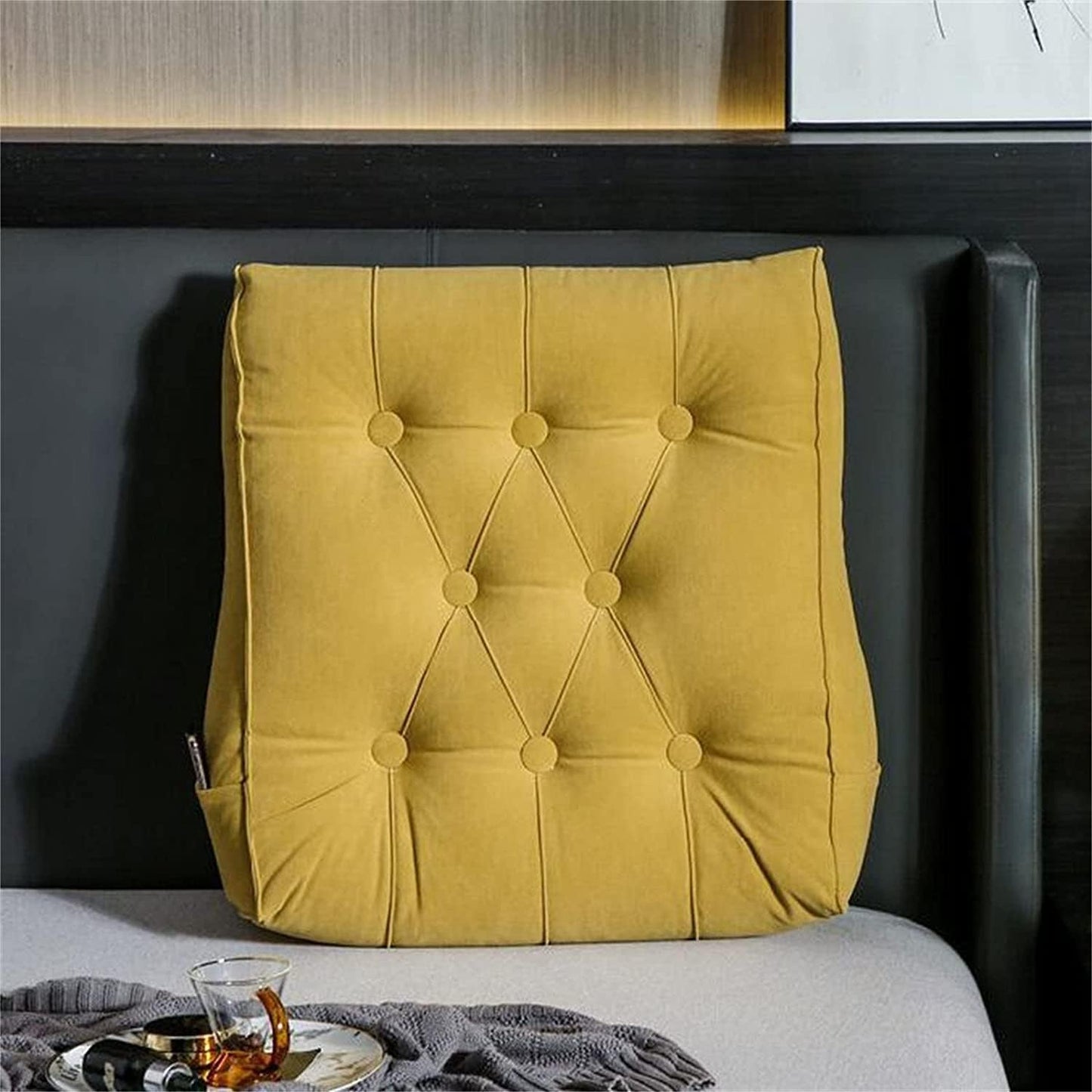 Solid Color Reading Pillow Bolster Positioning Support Wedge Pillow Lumbar Support Pillow for Sofa Bed Bunk Chair Bolster(Size:21.6"/55cm,Color:Yellow)