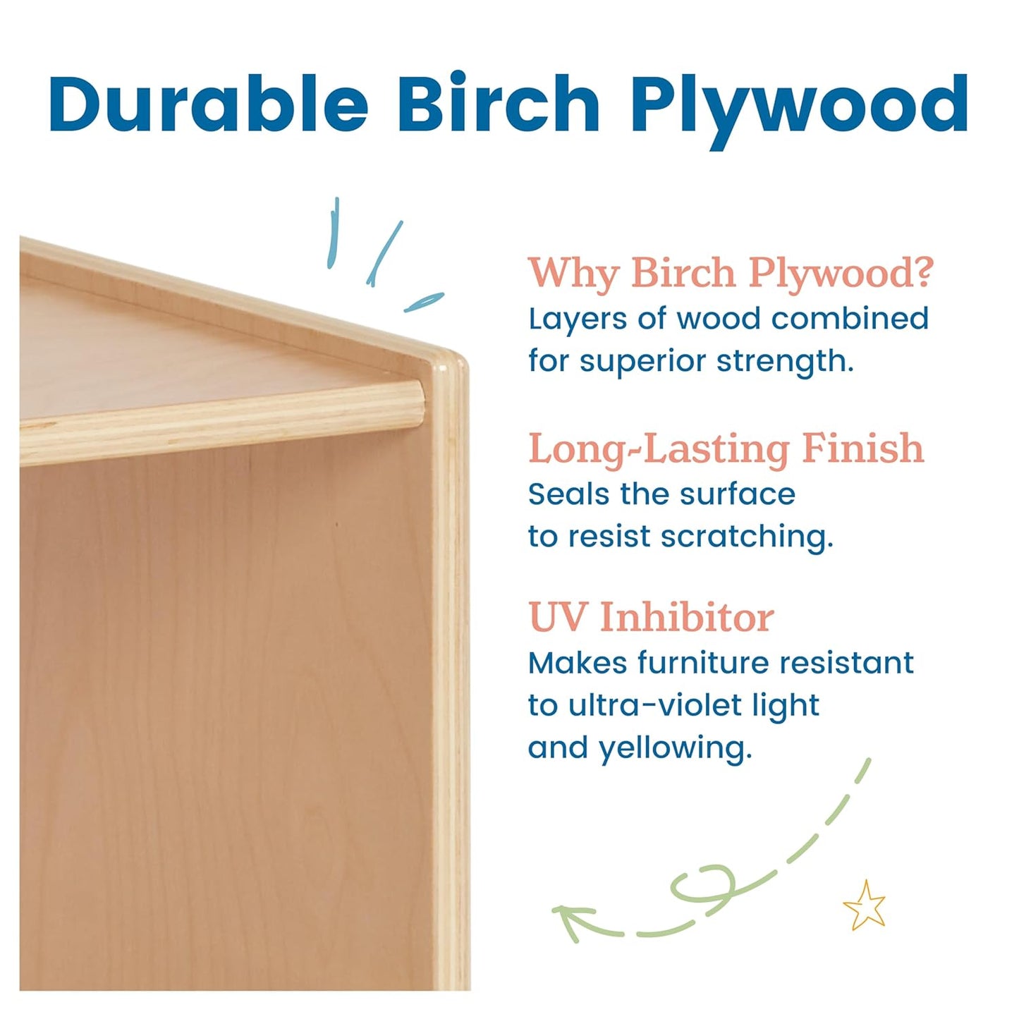 ECR4Kids 2-Shelf Mobile Storage Cabinet, Classroom Furniture, Natural