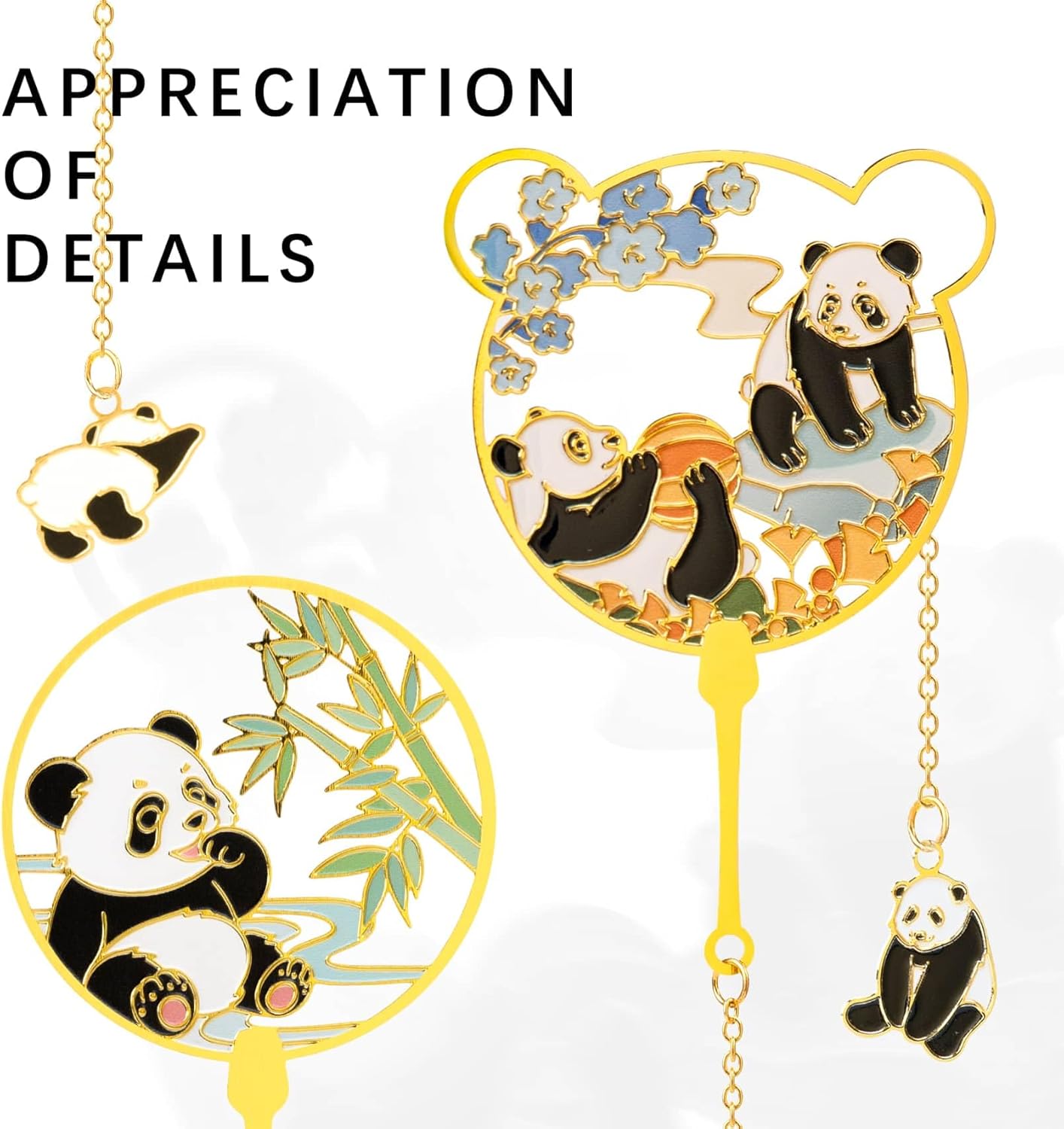 2PCS Metal Bookmarks with Tassel, Cute Panda Book Marks for Book Lovers, Reading Women, Men, Kids, Lightweight Pretty Metal Bookmarks for Gifts, Decorative Bookmark Set