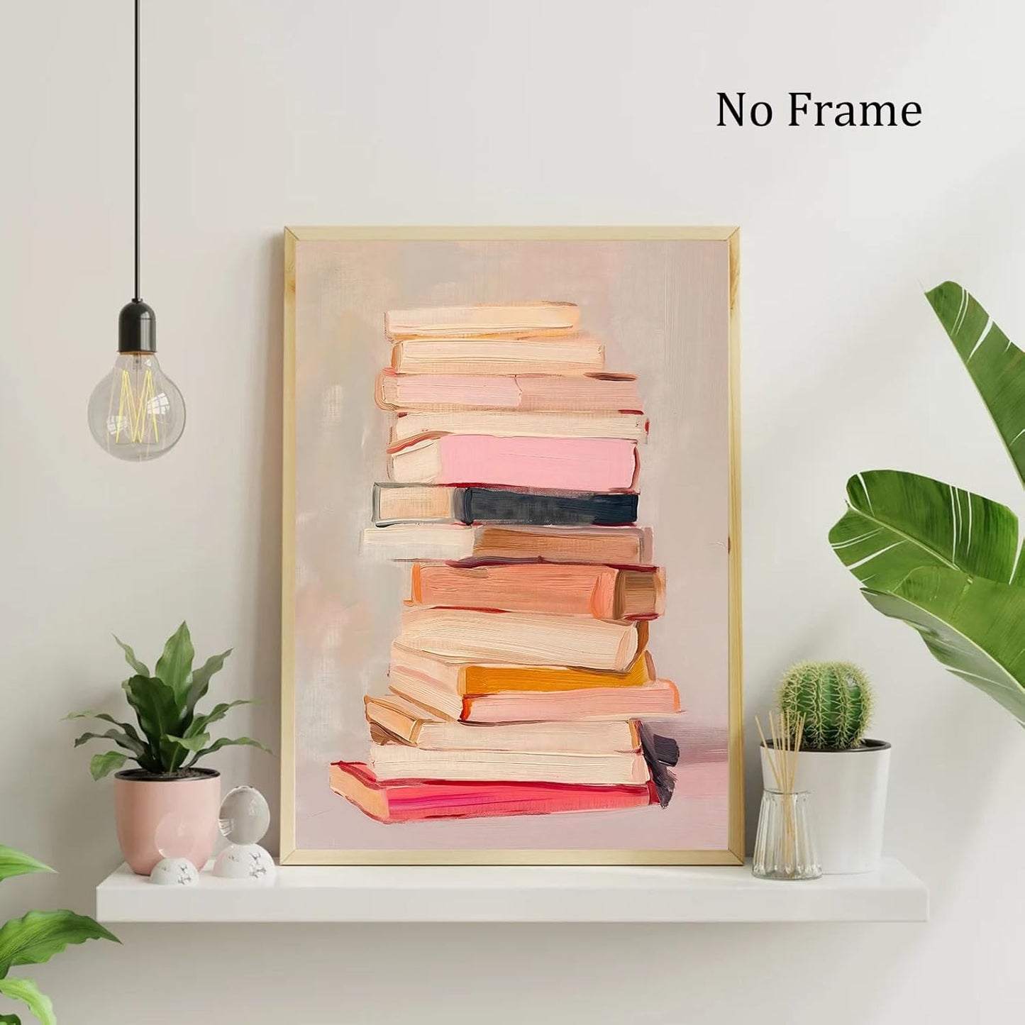 Books Canvas Wall Art Aesthetic Book Posters Bookish Prints Pink Watercolor Abstract Book Poster Reading Books Lovers Pictures Pink Preppy Book Art Inspirational Educational Posters 16x24inch No Frame