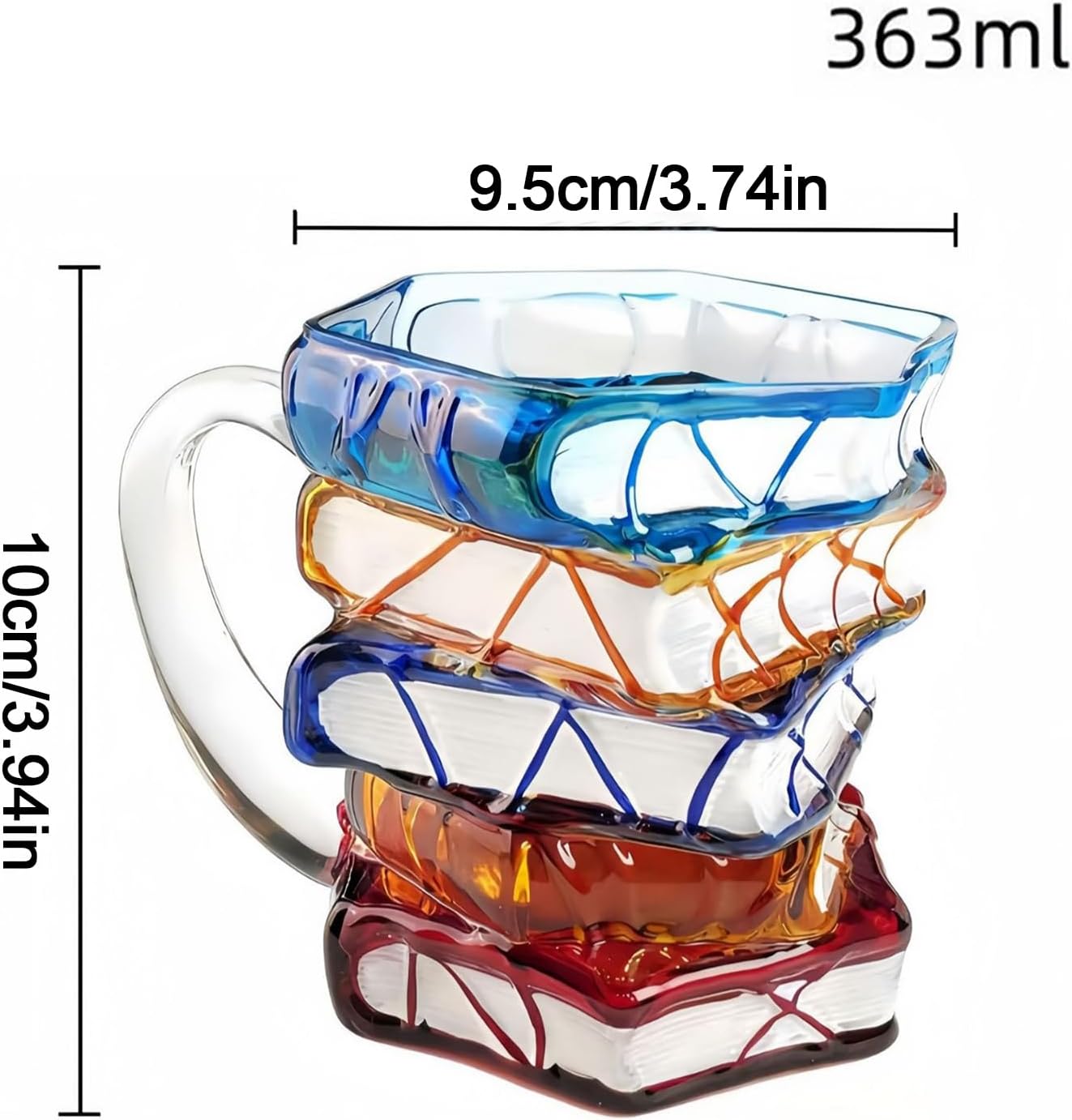 Coffee Mug - Colorful Heat-Resistant Drinkware,Glass Cup for Book Lovers - for Tea Milk Water Juice Readers Librarians Reading Enthusiasts Home Dorm Apartment