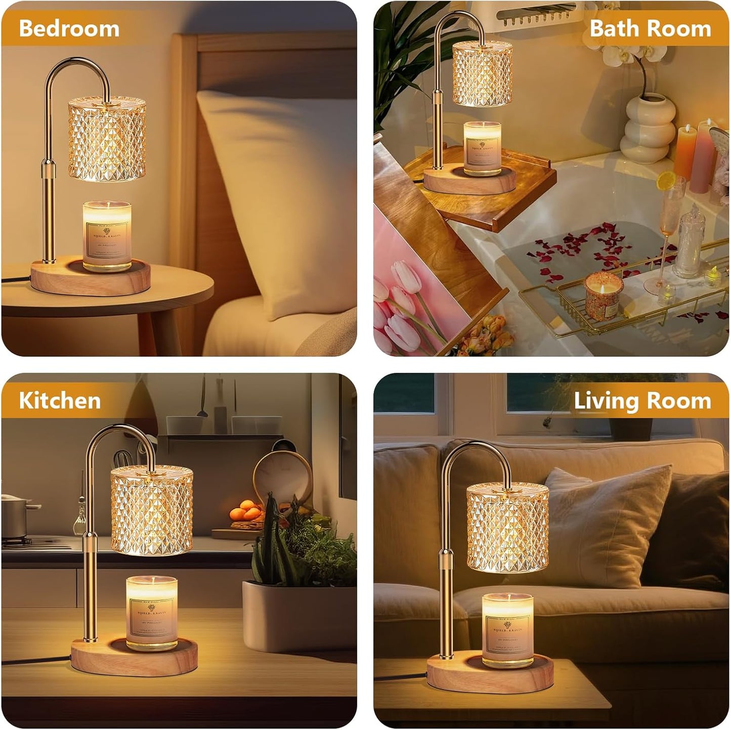 Candle Warmer Lamp with Timer & Dimmable – Elegant Wax Melter for Jar Candles, Auto-Off 2H/4H/8H Housewarming & Birthday Gift for Women/Mom, Home Decor Essentials