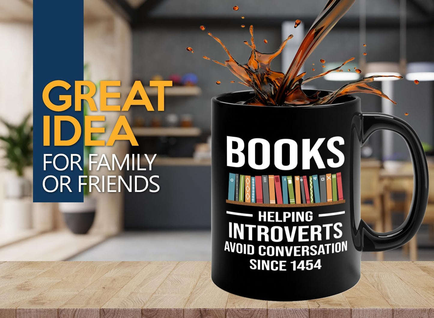 Book Lover Coffee Mug 11oz Black -Helping Introverts - Writer Editor Bookish Librarian Bibliophile Bookish Grammar Philosophers