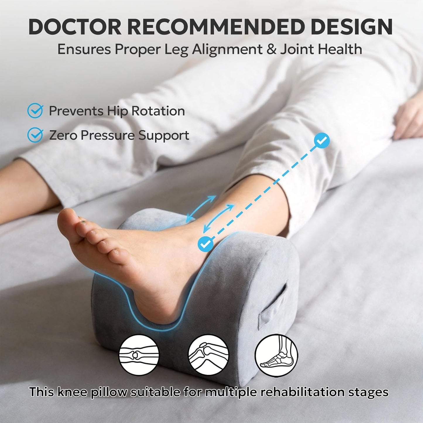Knee Replacement Pillow with Handle - Knee Surgery Recovery Equipment, Leg Elevation Pillows After Hip Replacement, Recovery Aids for Hip Leg Ankle