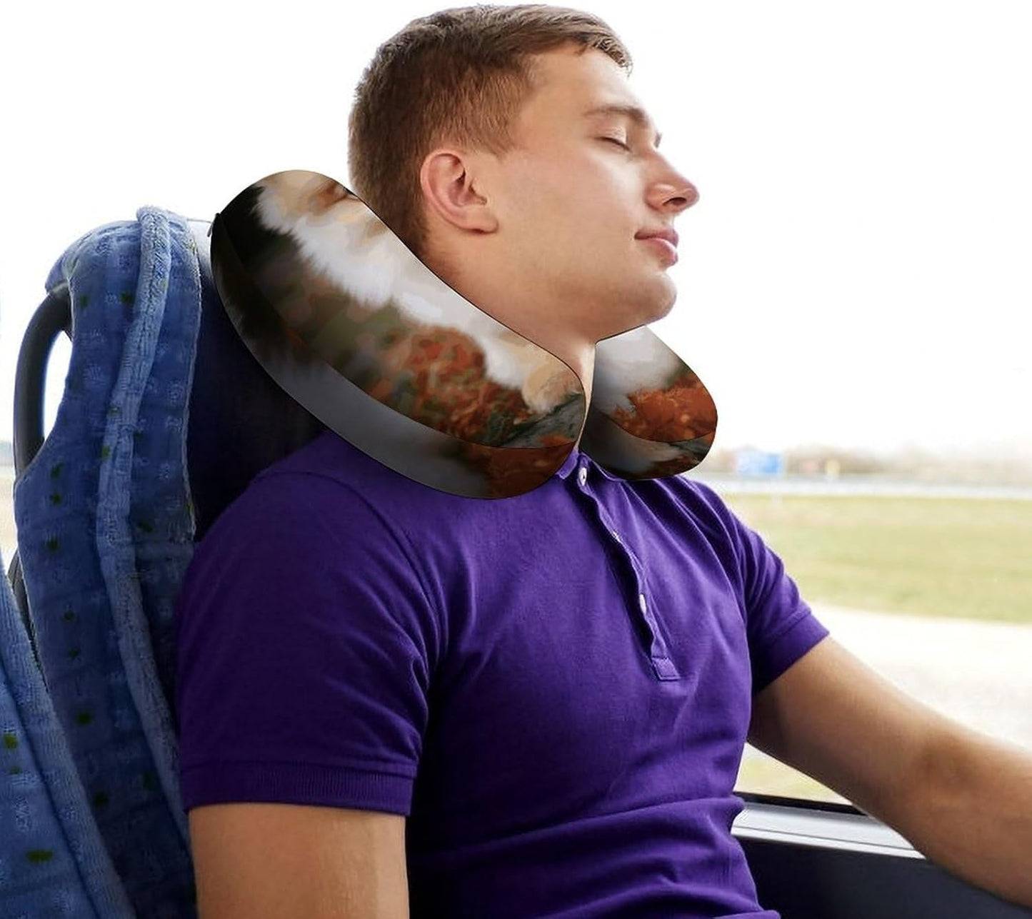 Short-haired Pomeranian Dog Neck Pillow Memory Foam U Shaped Pillows Portable Pillows for Shoulder Travel Head Support Pillow with Concealed Zipper for Airplane Car Home Office