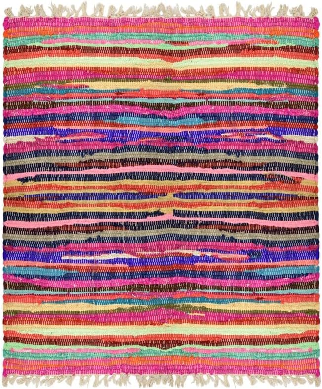 Reversible Chindi Rug Runner 20"x32" – 100% Recycled Cotton | Multicolor Handmade Floor Mat for Bedroom, Kitchen, Living Room, Entryway, or Laundry Room | Eco-Friendly & Durable