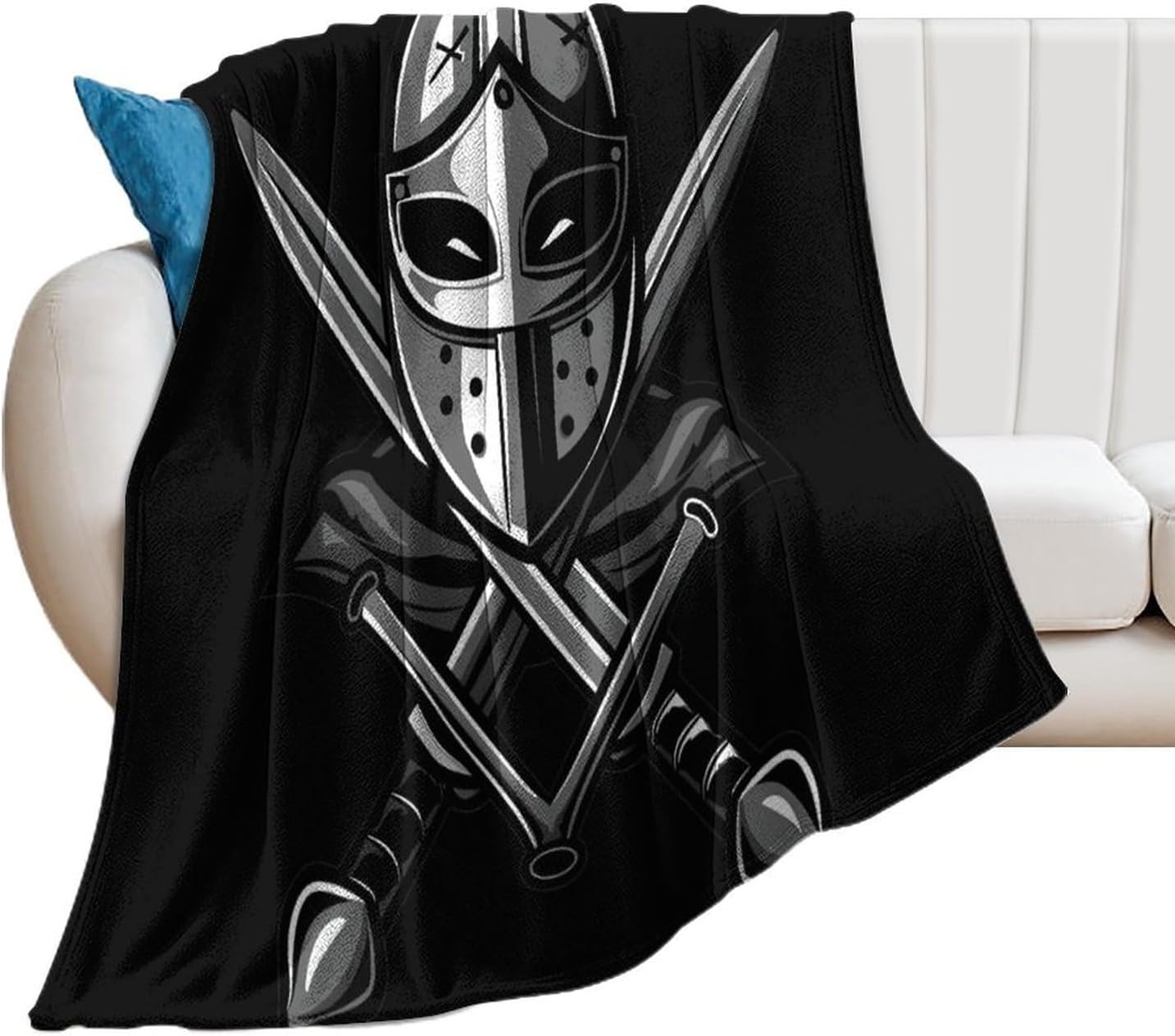 Fencing Mask Sword Fleece Blanket Soft Cozy Throw Blanket Couch Blanket for Home Living Room Decor 50"x60"